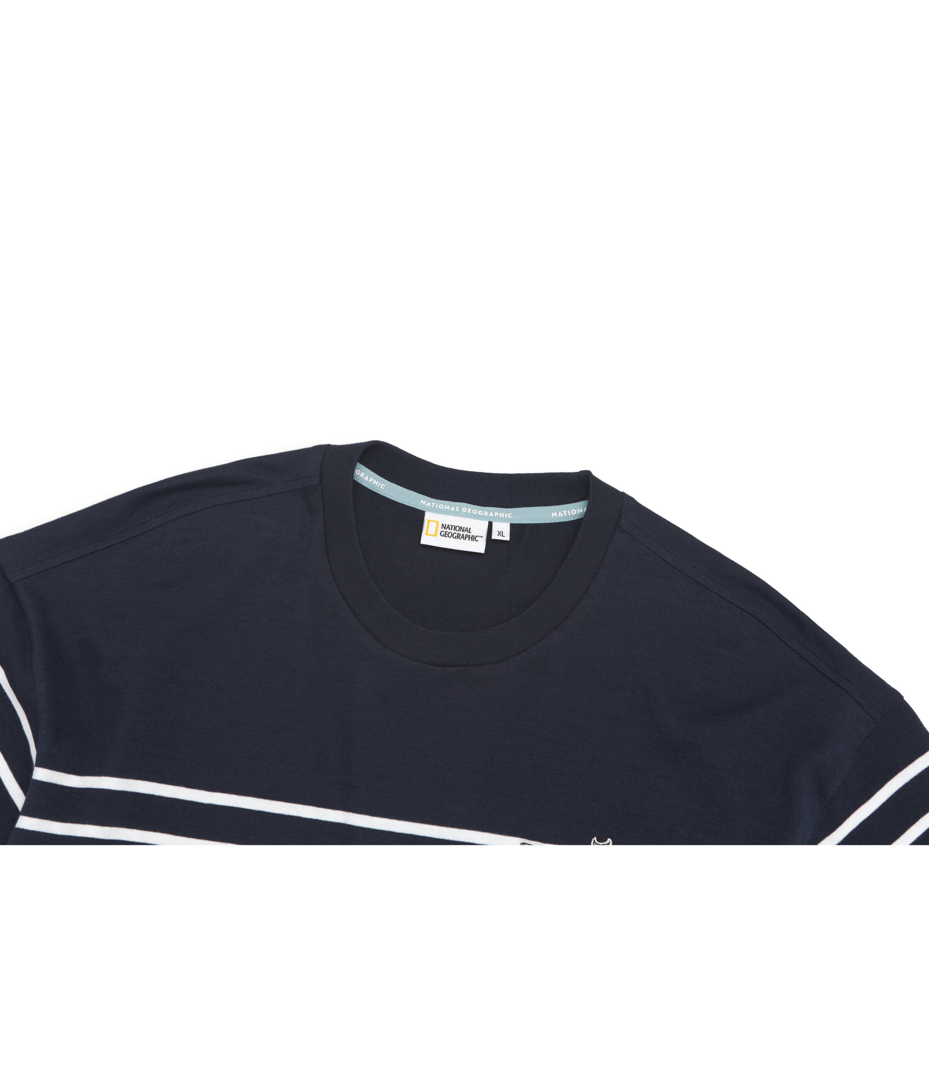Unisex Semi-Over Fit Whale Wappen Stripe Tee<br>DEEP SEA NAVY