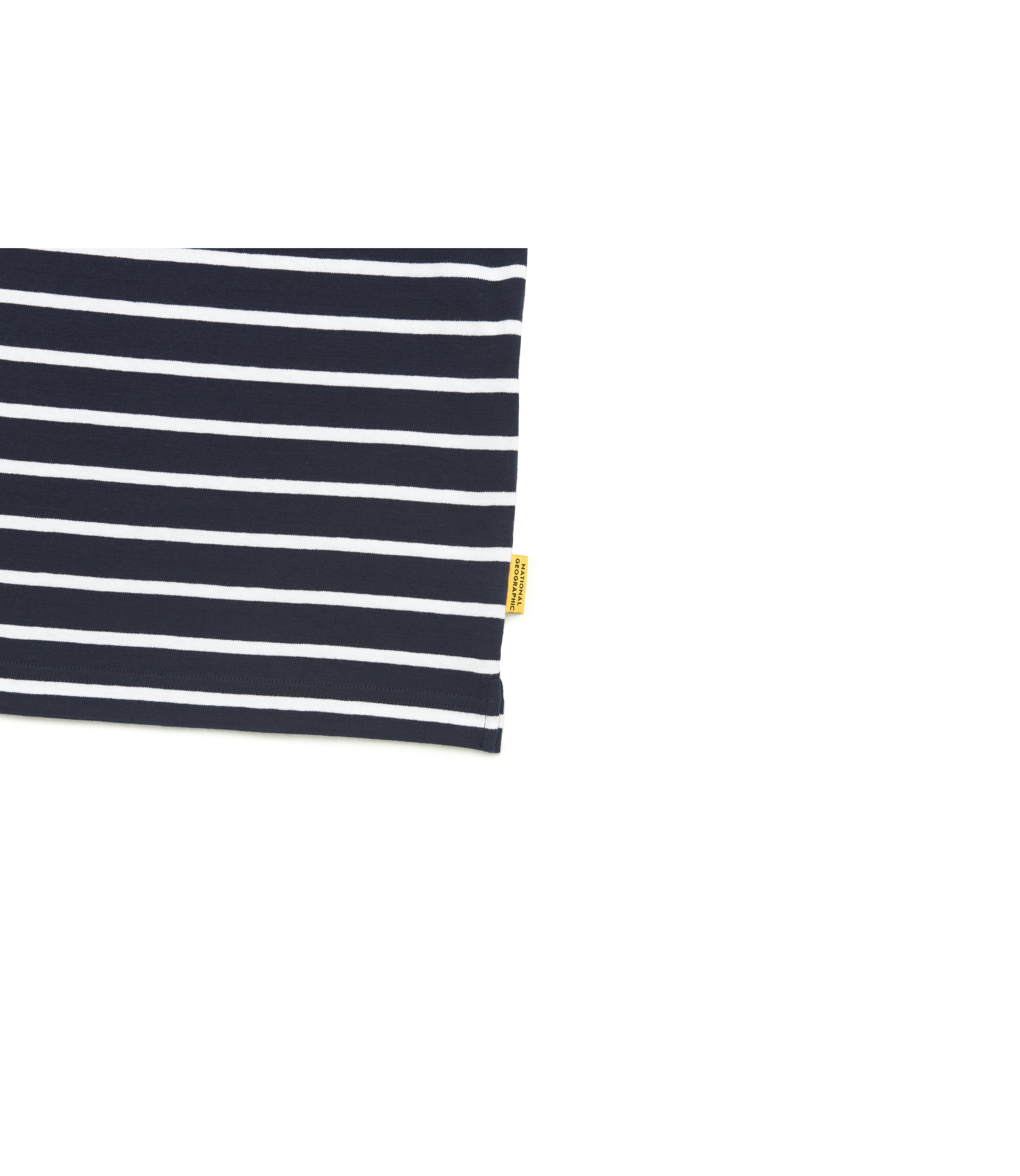 Unisex Semi-Over Fit Whale Wappen Stripe Tee<br>DEEP SEA NAVY