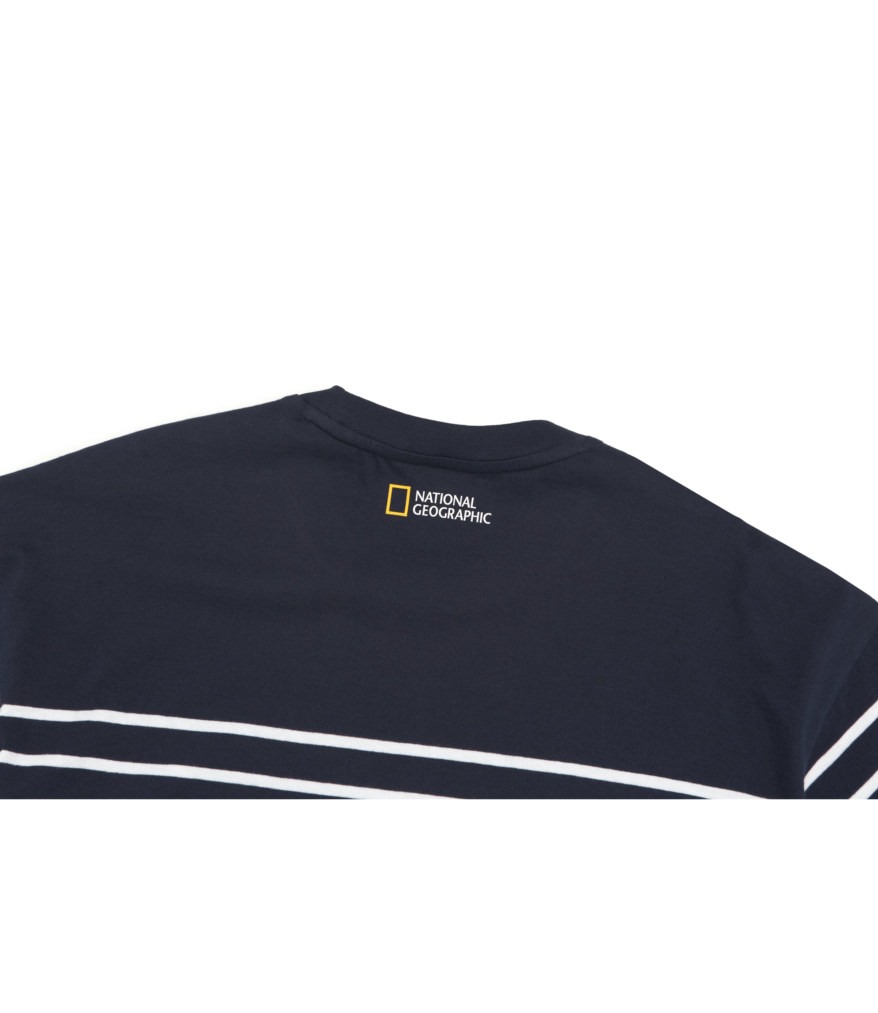 Unisex Semi-Over Fit Whale Wappen Stripe Tee<br>DEEP SEA NAVY