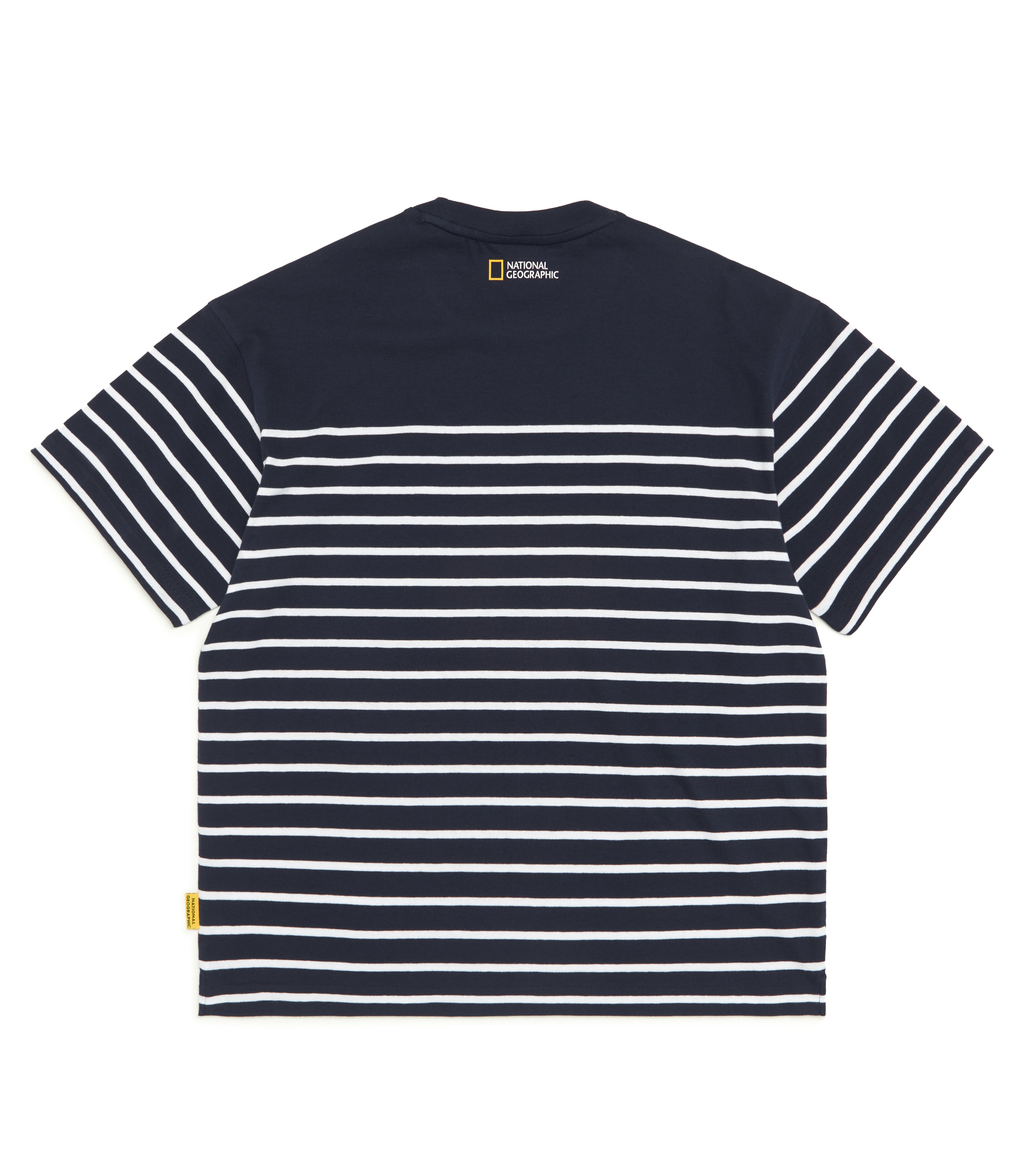Unisex Semi-Over Fit Whale Wappen Stripe Tee<br>DEEP SEA NAVY