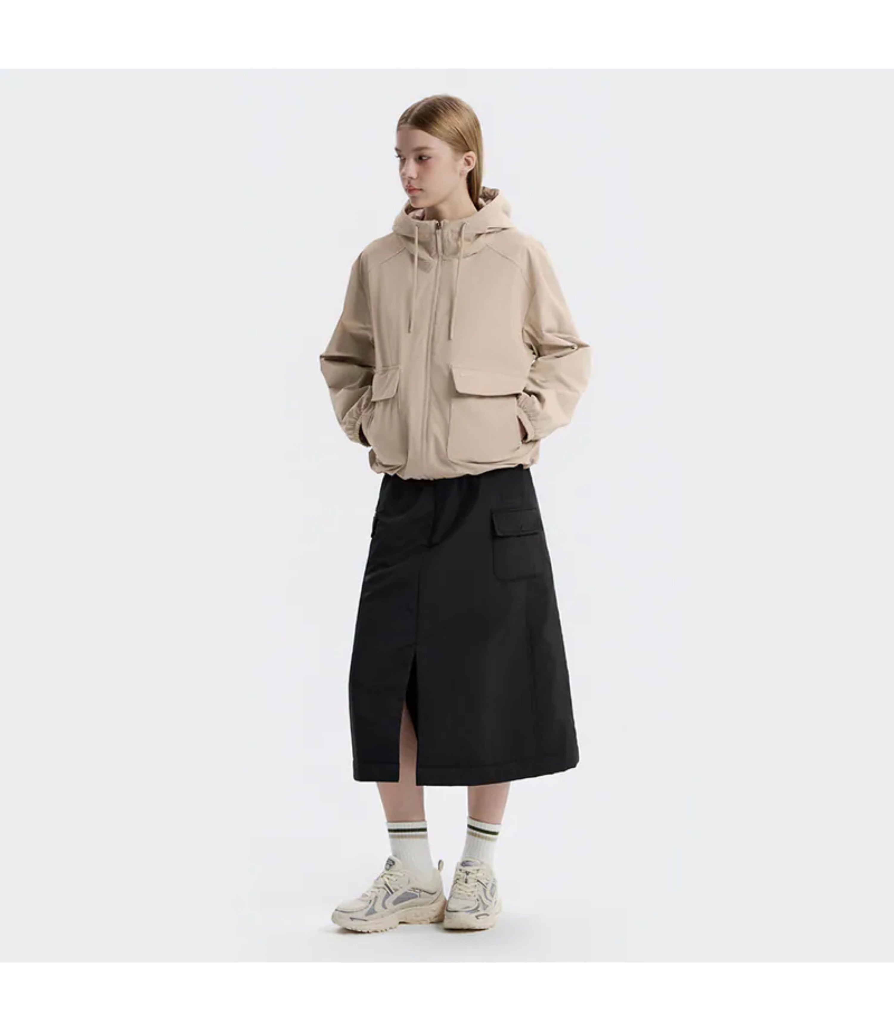 Women's ARCHELON Woven Stretch Training Zip-Up Hoodie<br>MOURNING BEIGE