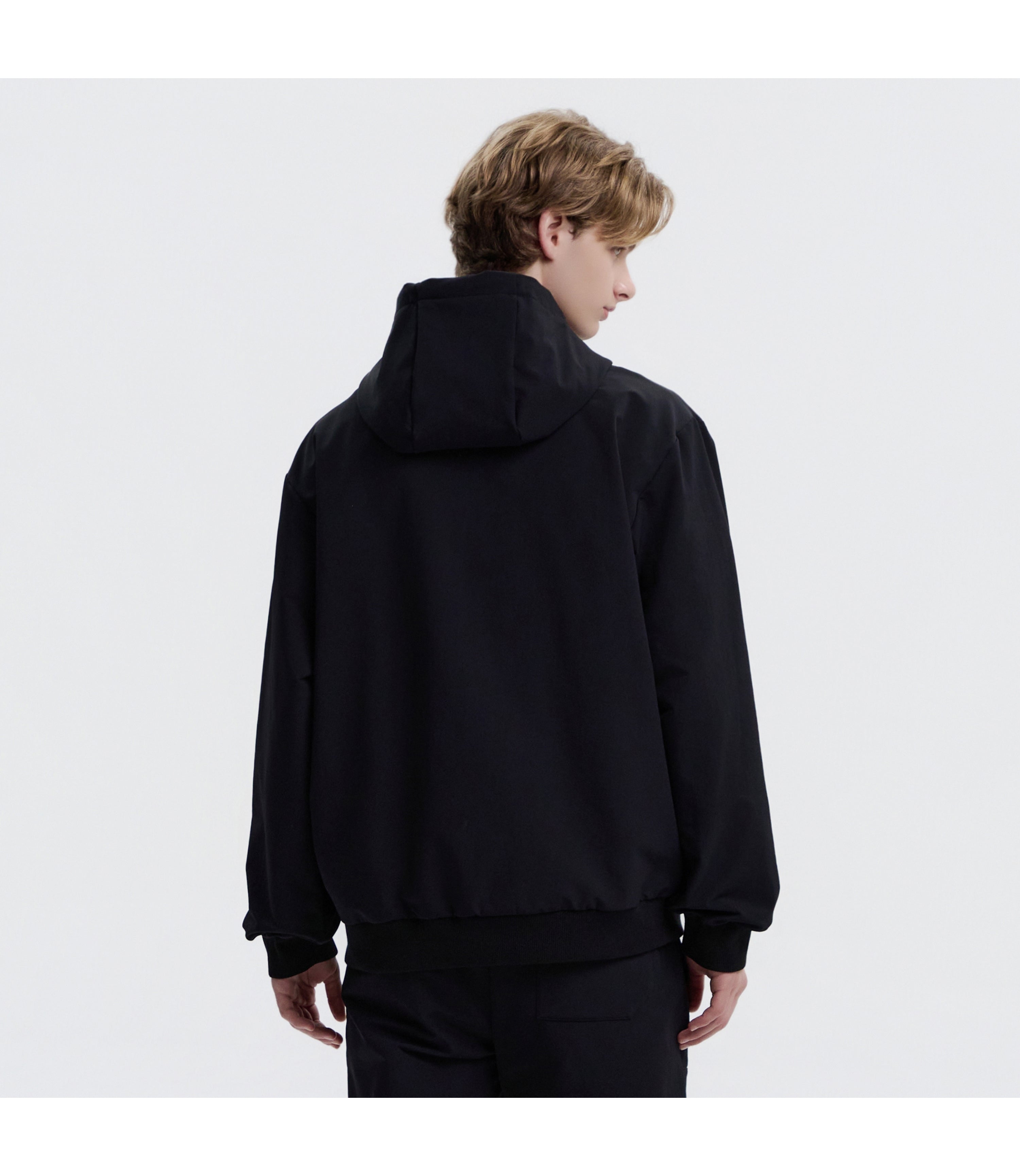 Unisex ARCHELON Double Warm Woven Zip-Up Hoodie<br>BLACK