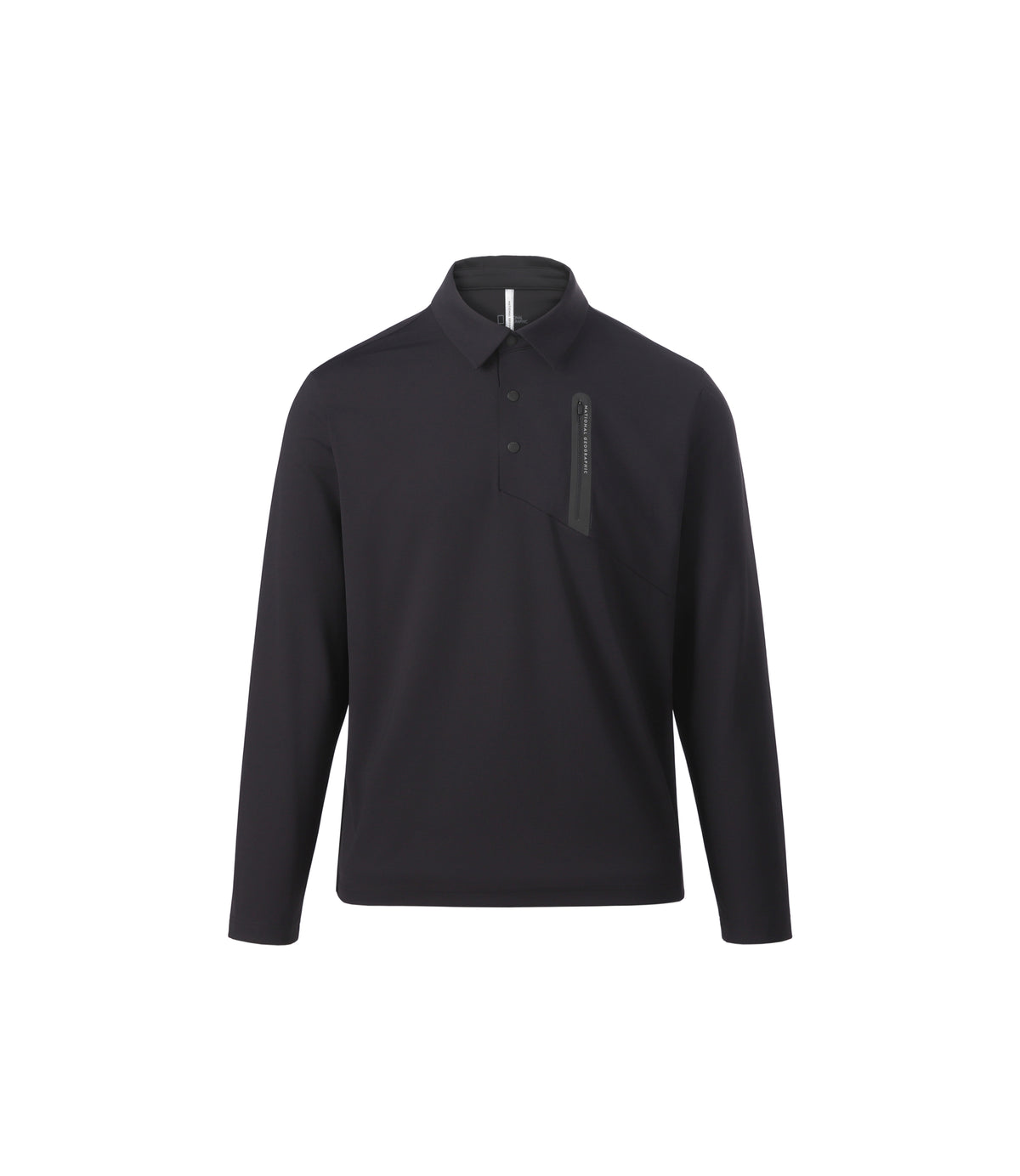 Men's High-Stretch Basic-Fit Long Sleeve Polo Tee<br>BLACK