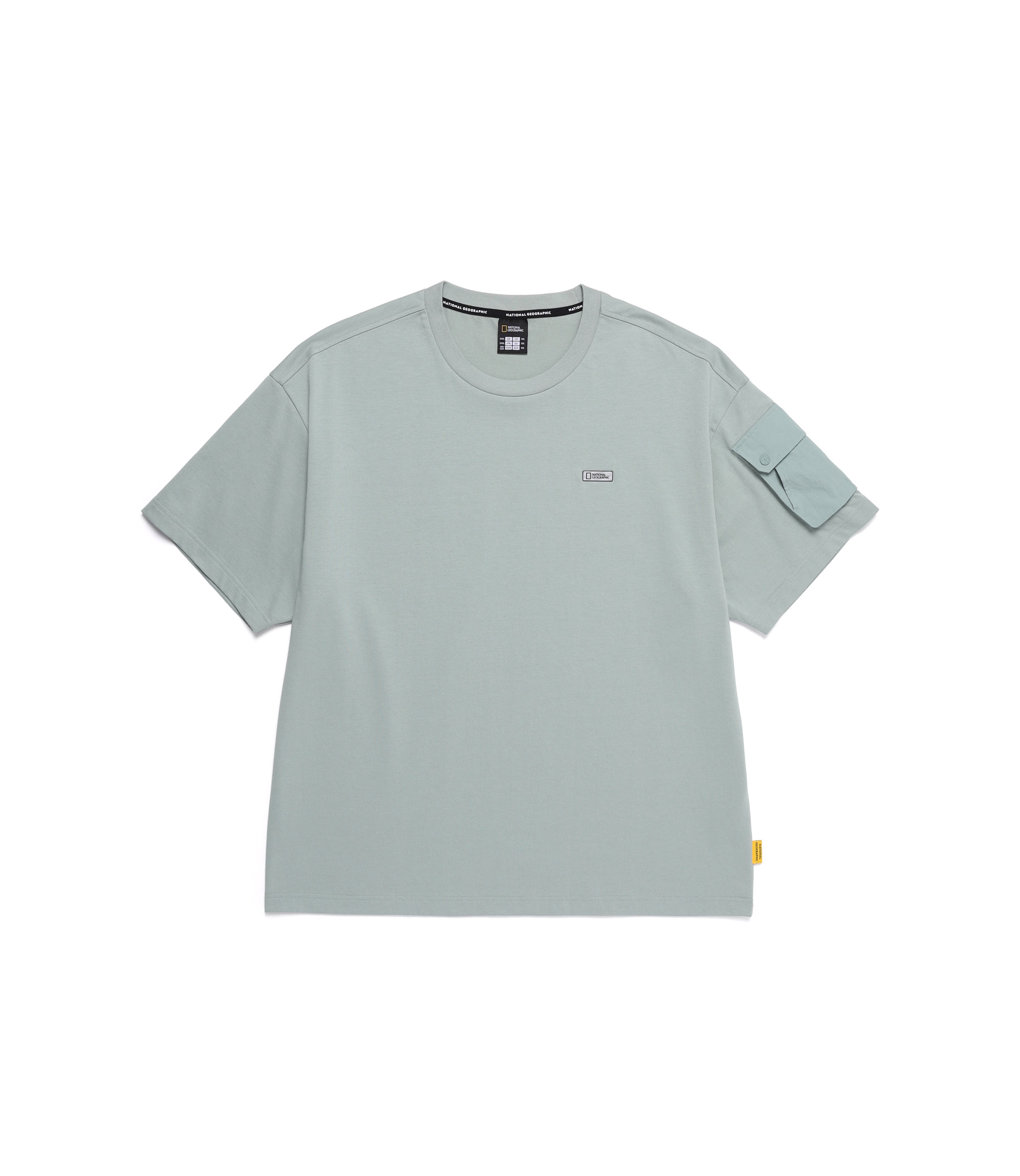 Men's NRN Sleeve Pocket Semi-Over Fit Short Sleeve Tee<br>KHAKI GREEN