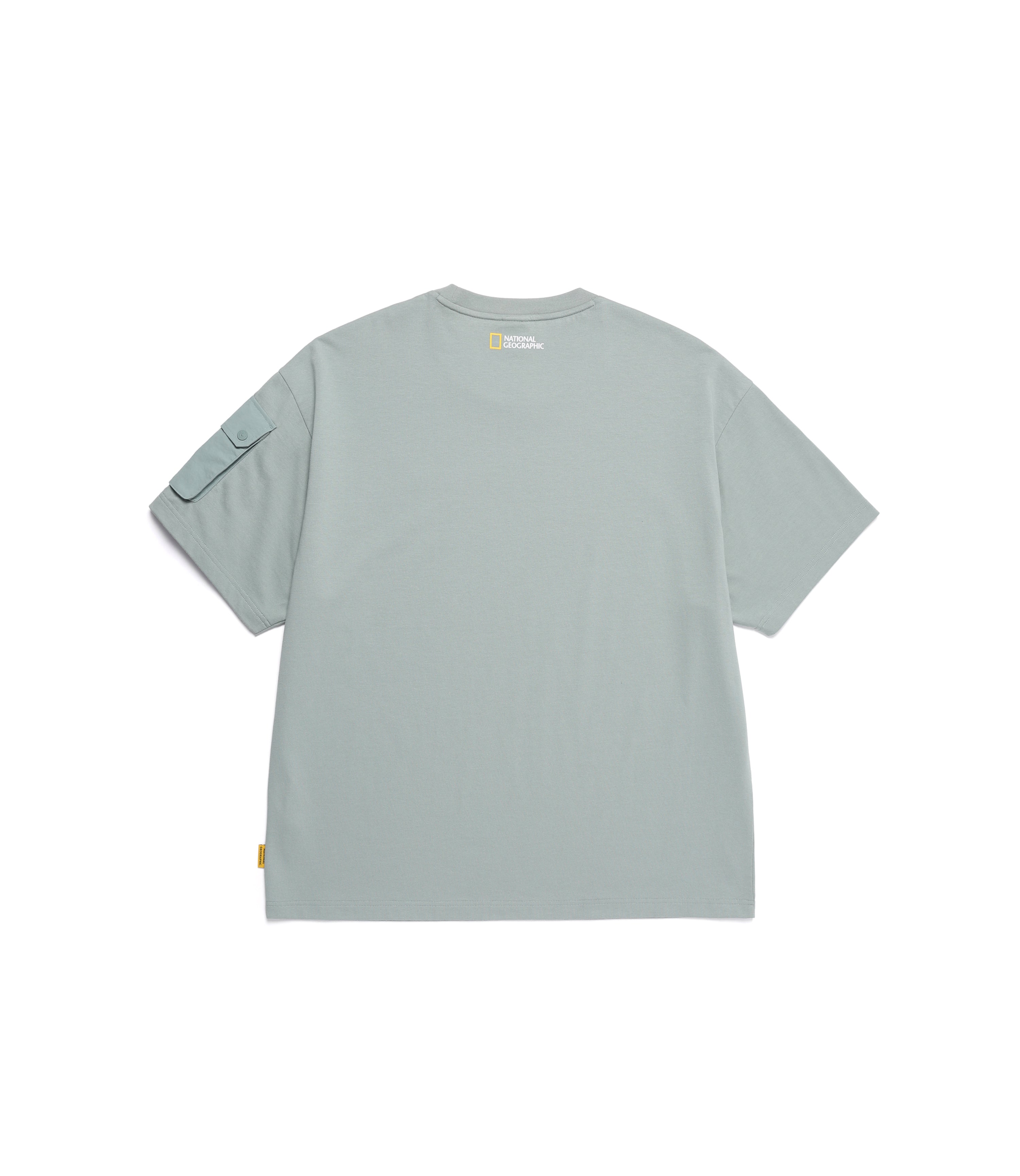 Men's NRN Sleeve Pocket Semi-Over Fit Short Sleeve Tee<br>KHAKI GREEN