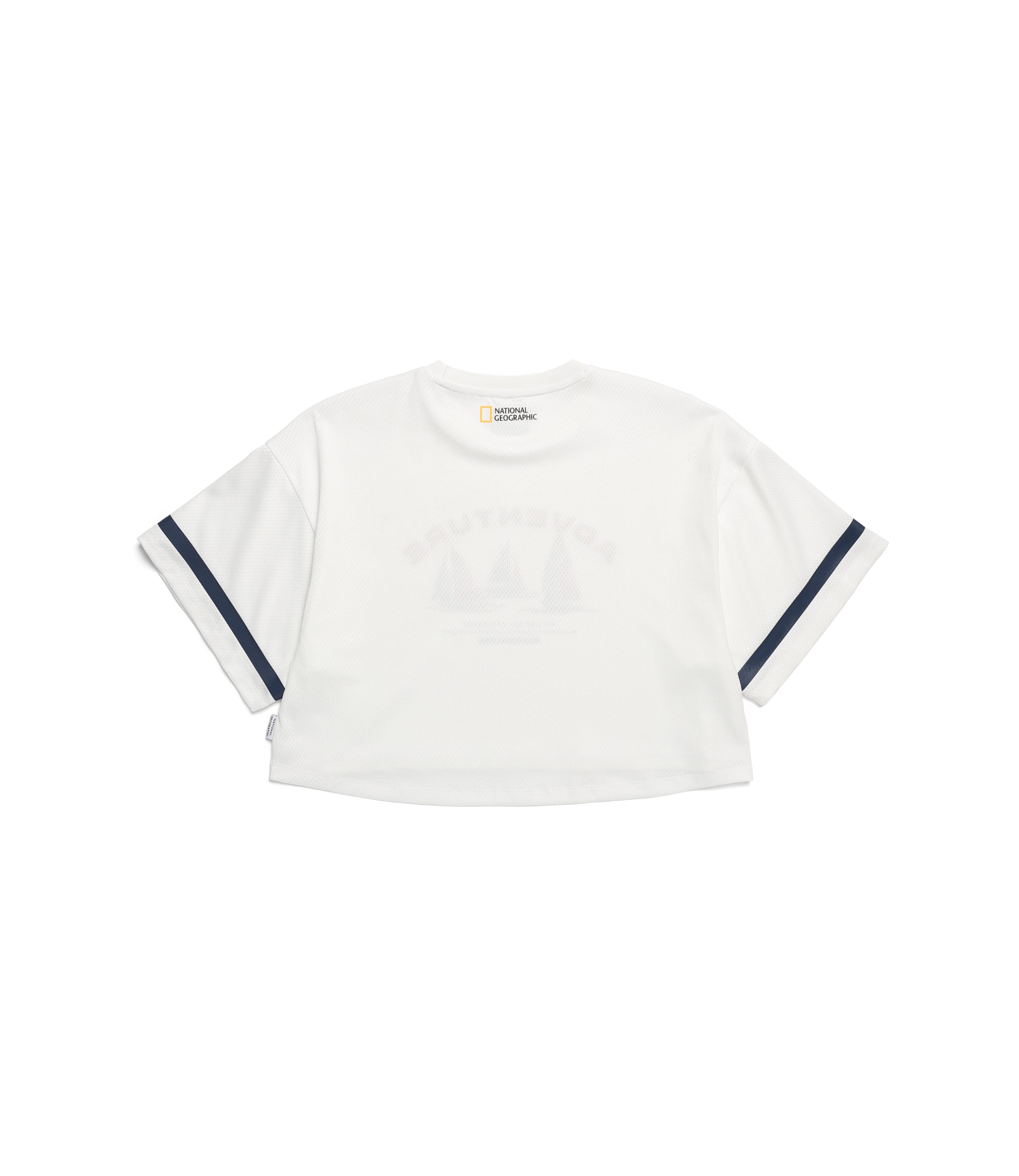 Women's Mesh Crop Graphic Short Sleeve Tee<br>WHITE