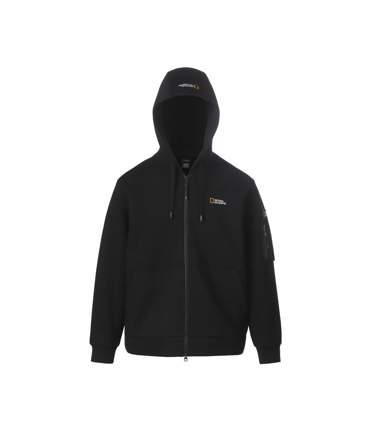 Unisex Soulion Sleeve Pocket Basic-Fit Hooded Full Zip-Up<br>BLACK
