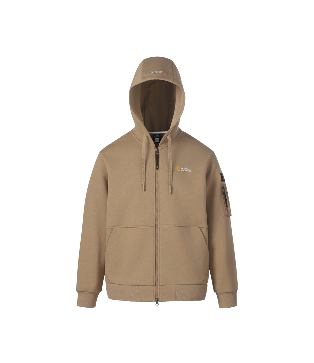 Unisex Soulion Sleeve Pocket Basic-Fit Hooded Full Zip-Up<br>NEW BEIGE