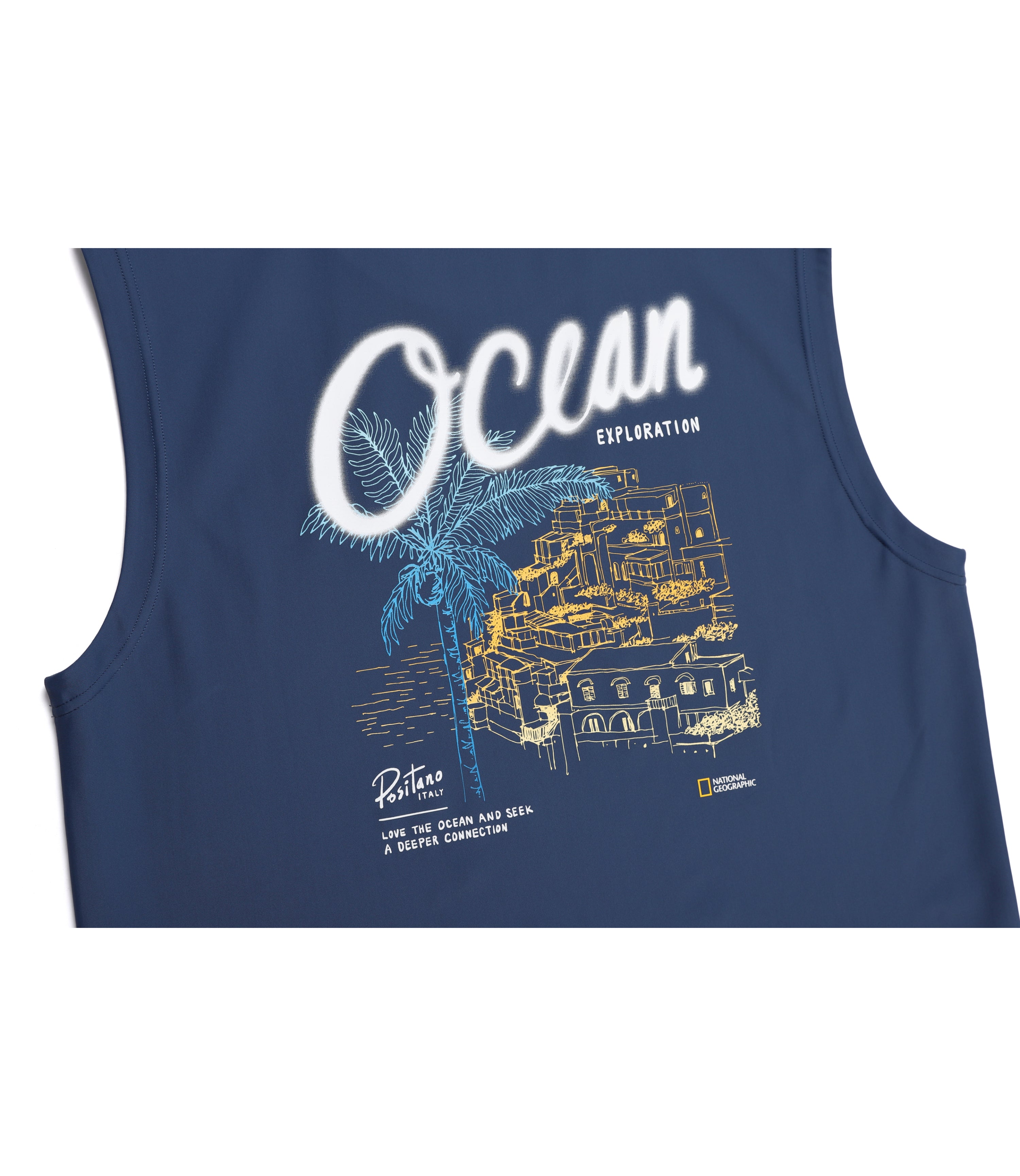 Men's Semi-Over Fit Graphic Sleevless Rash Guard<br>TURQUOISE