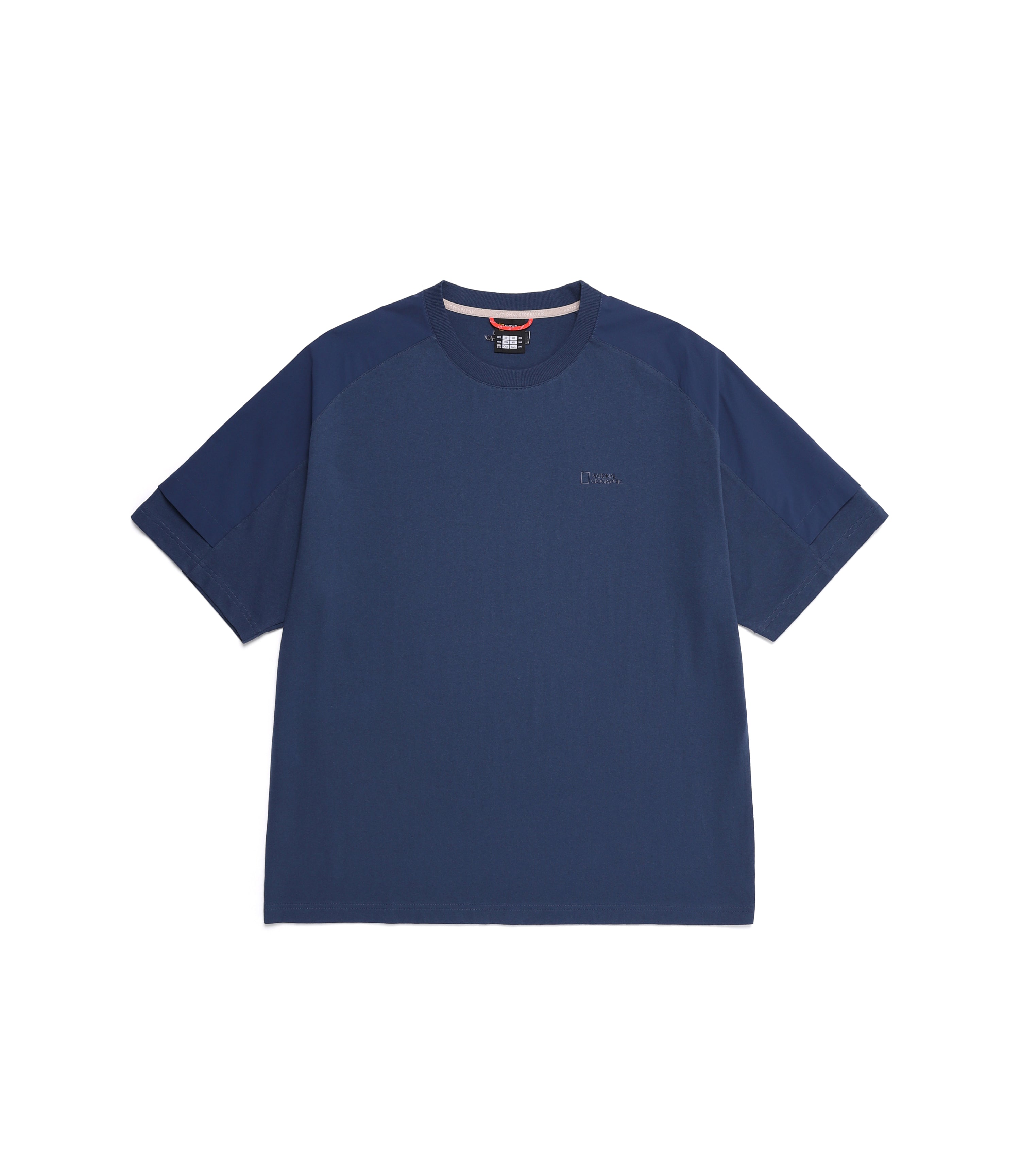 Unisex Woven Sleeve Over Fit Short Sleeve Tee<br>L/NAVY