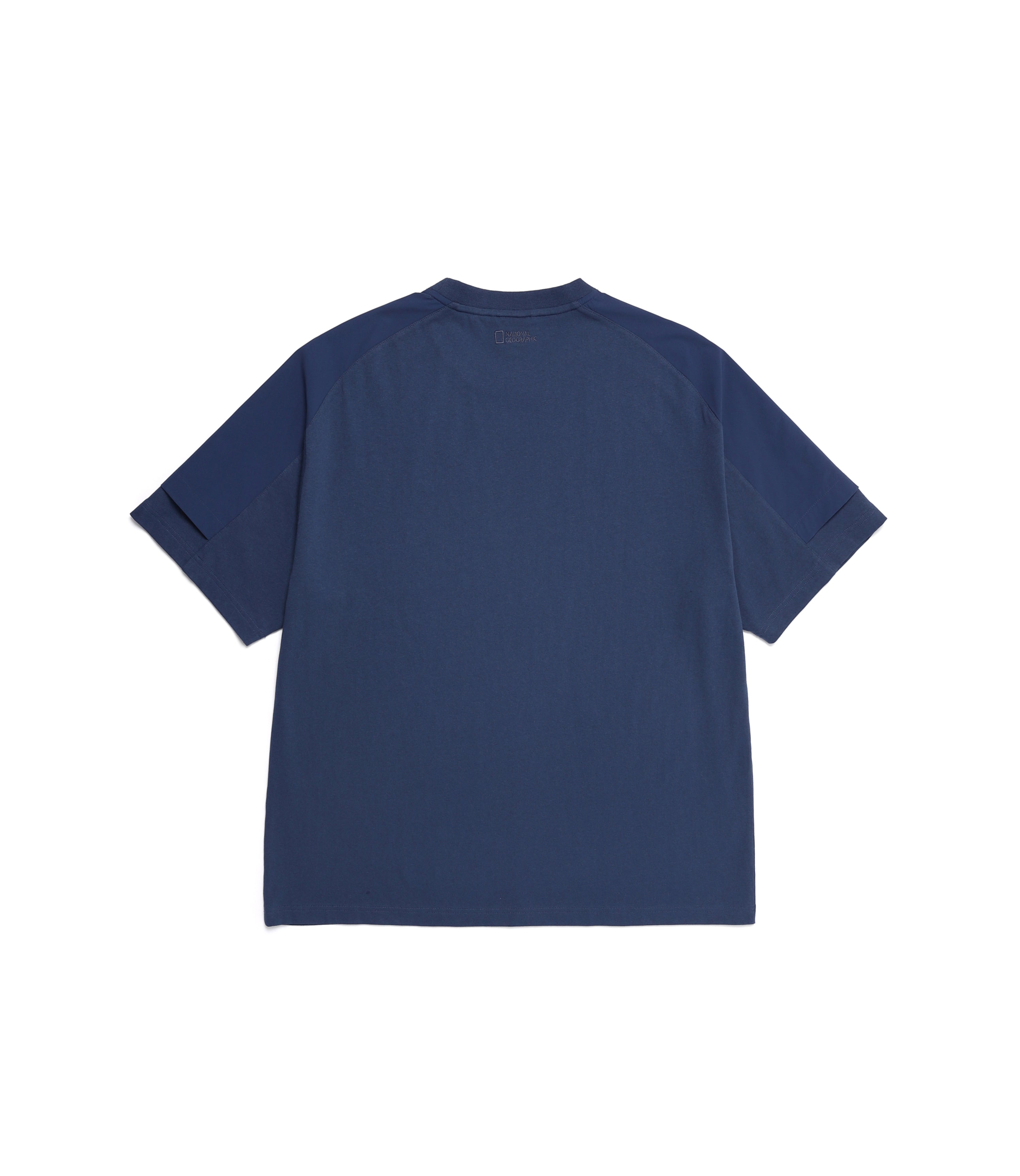 Unisex Woven Sleeve Over Fit Short Sleeve Tee<br>L/NAVY