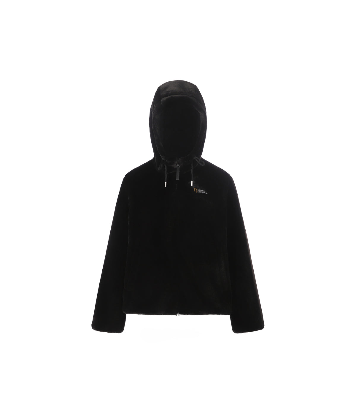 Women's Dipper Hooded Faux-Fur Jacket<br>BLACK