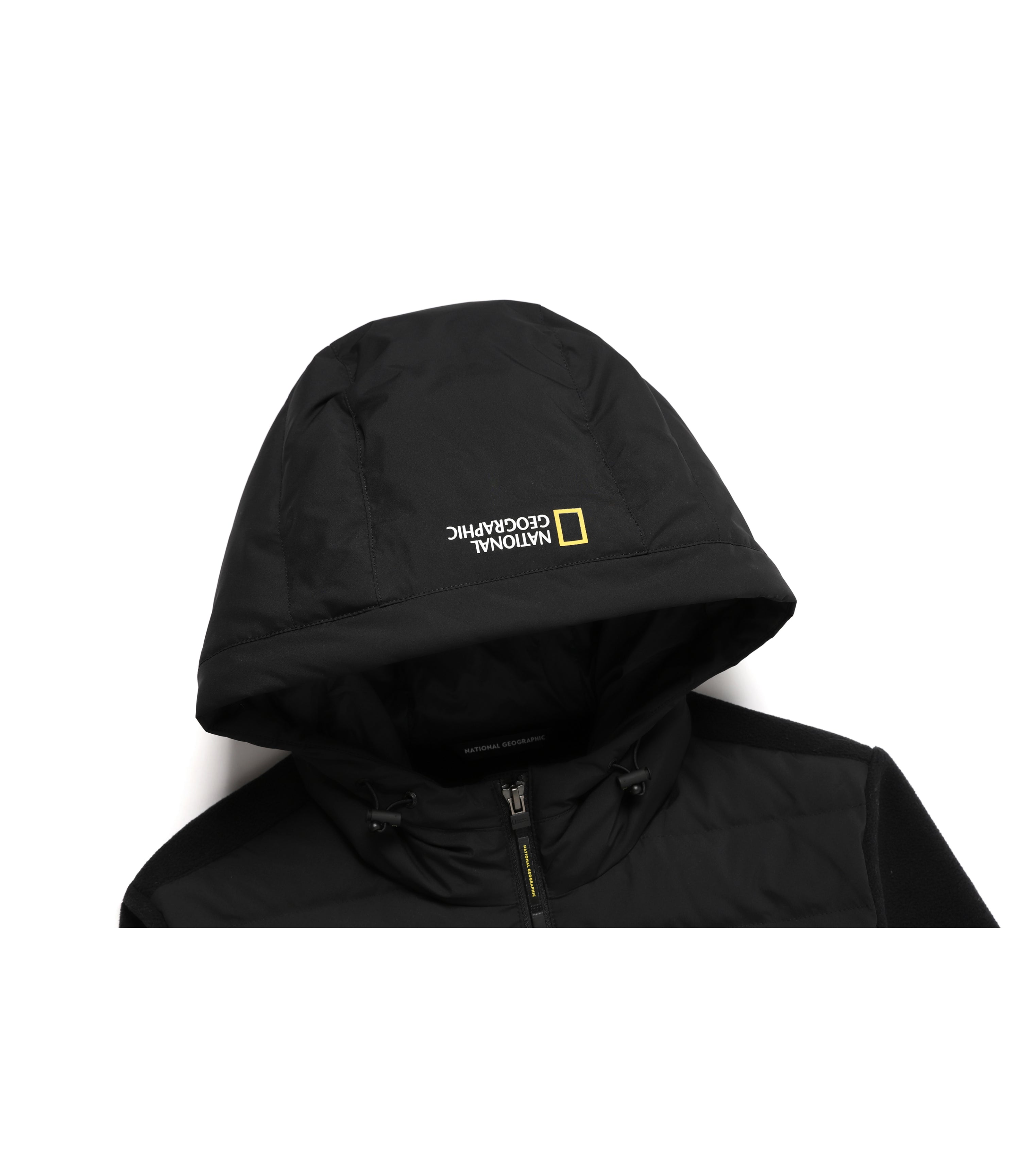 Women's PUFFIN Micro Fleece Woven Mixed Hooded Zip-Up Jacket<br>CARBON BLACK