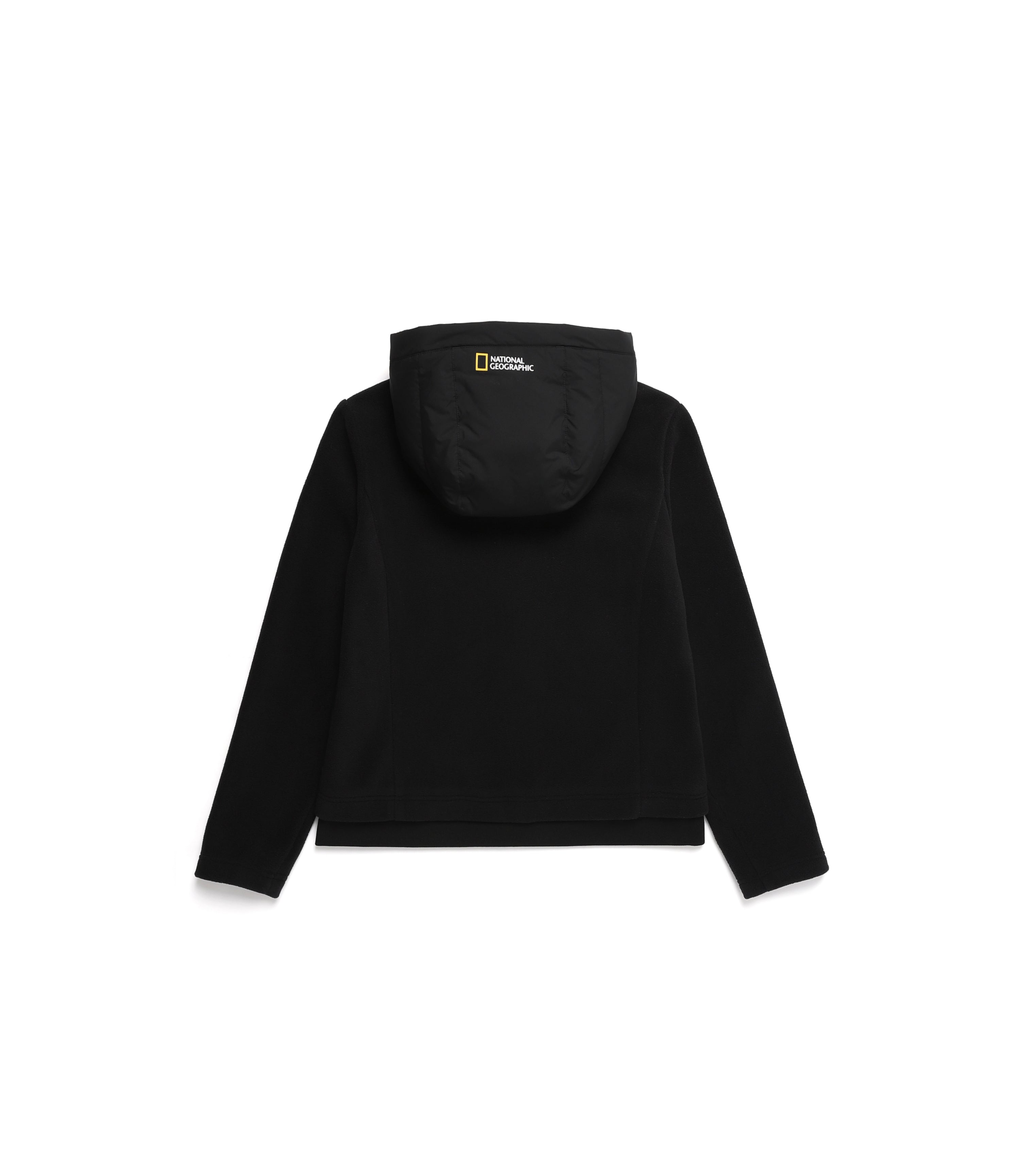 Women's PUFFIN Micro Fleece Woven Mixed Hooded Zip-Up Jacket<br>CARBON BLACK