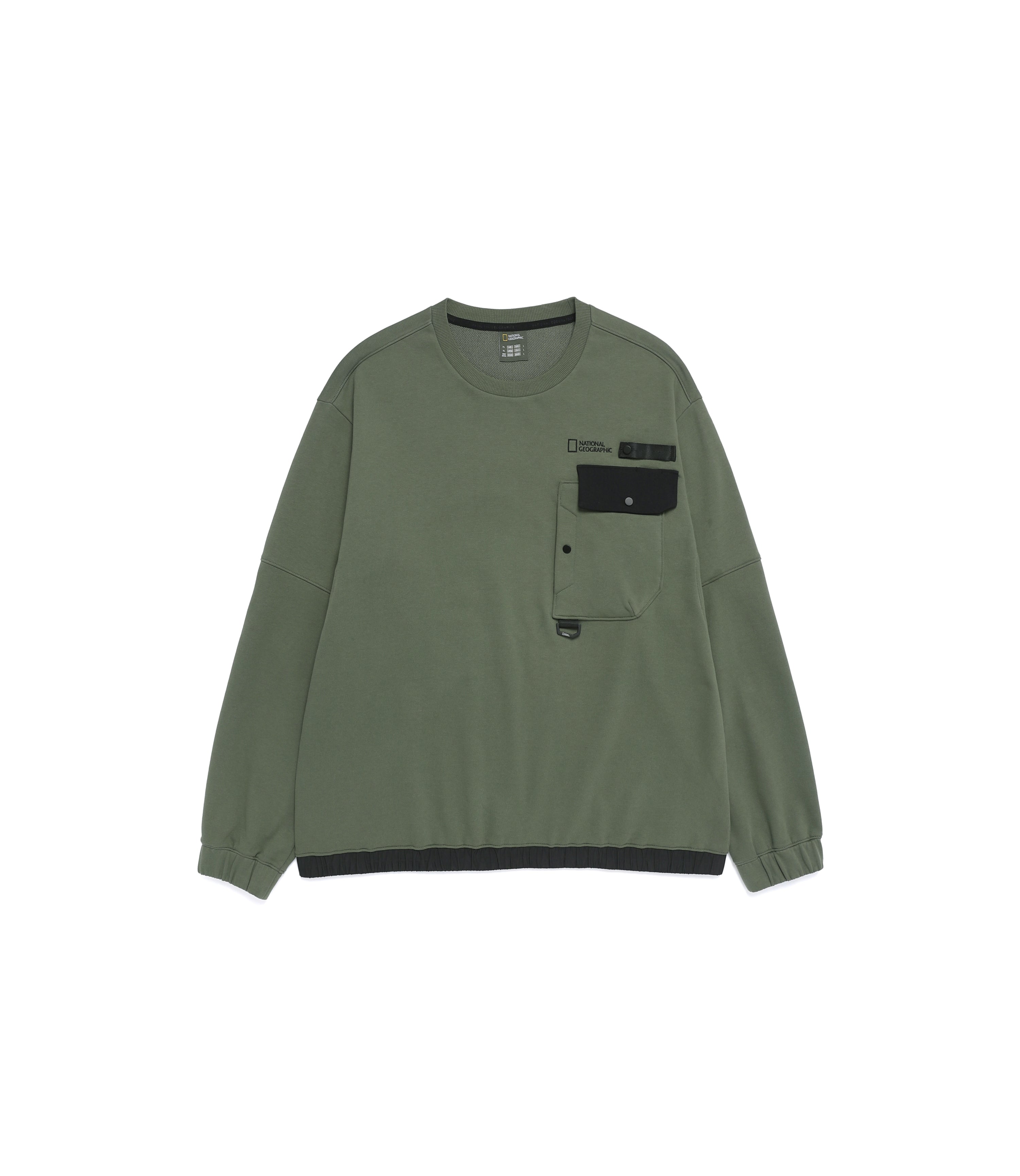 Men's NRN Hybrid Semi-Oversized Pocket Sweatshirt<br>MILITARY KHAKI