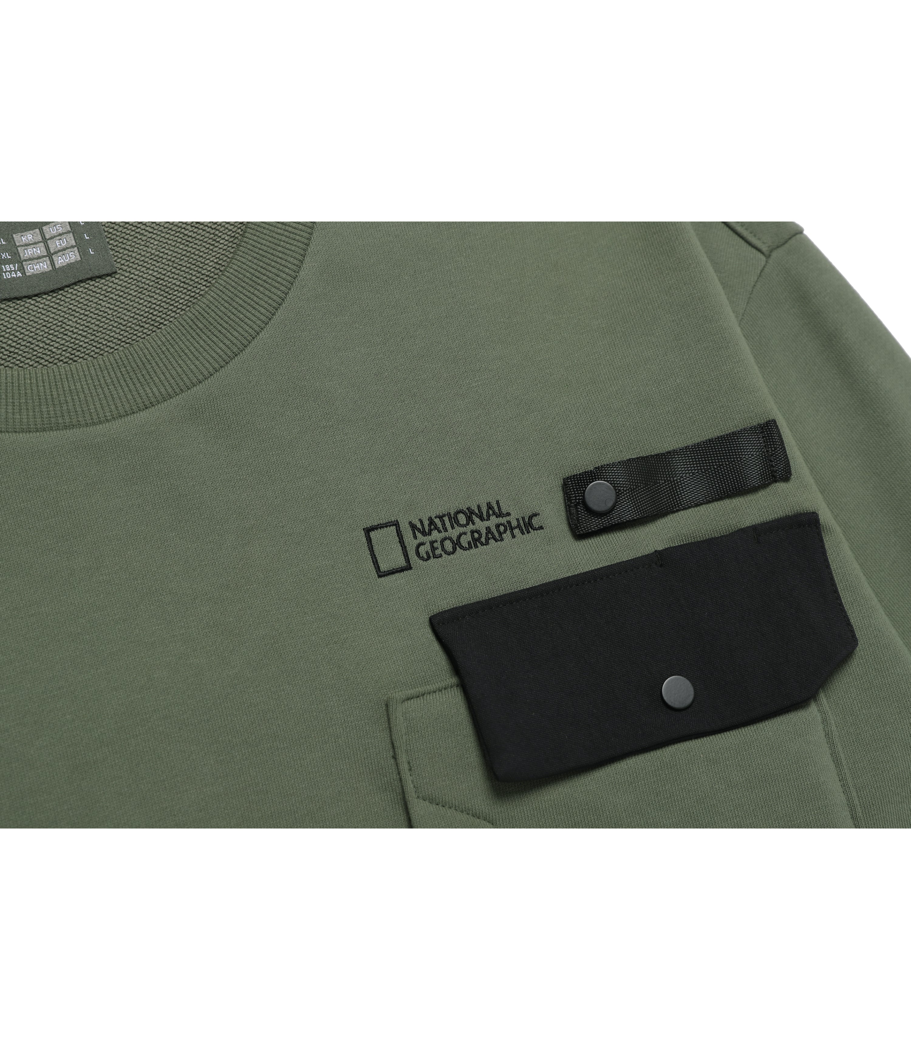 Men's NRN Hybrid Semi-Oversized Pocket Sweatshirt<br>MILITARY KHAKI