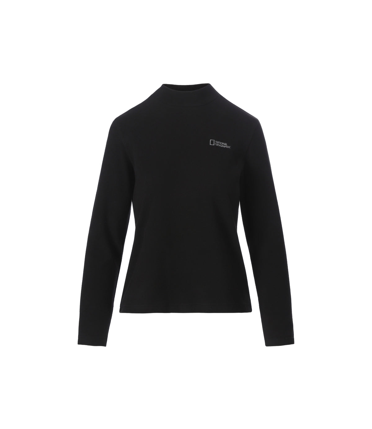 Women's Half-Neck Brushed Long Sleeve Tee<br>BLACK