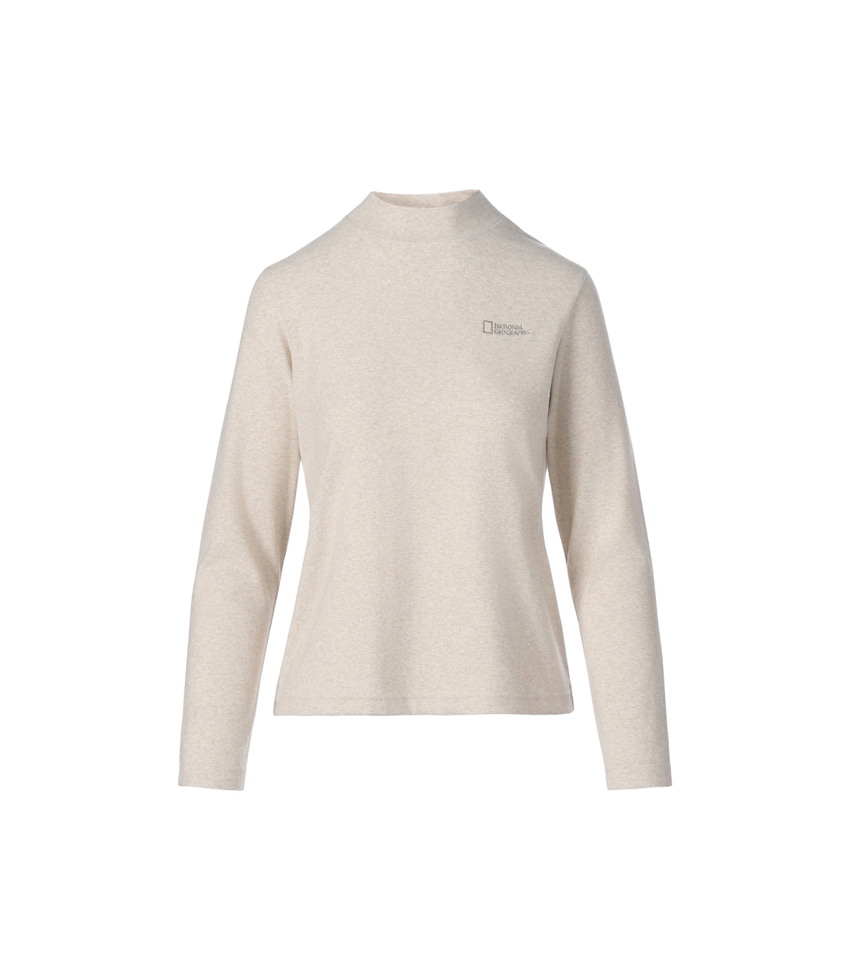Women's Half-Neck Brushed Long Sleeve Tee<br>SILVER BIRCH