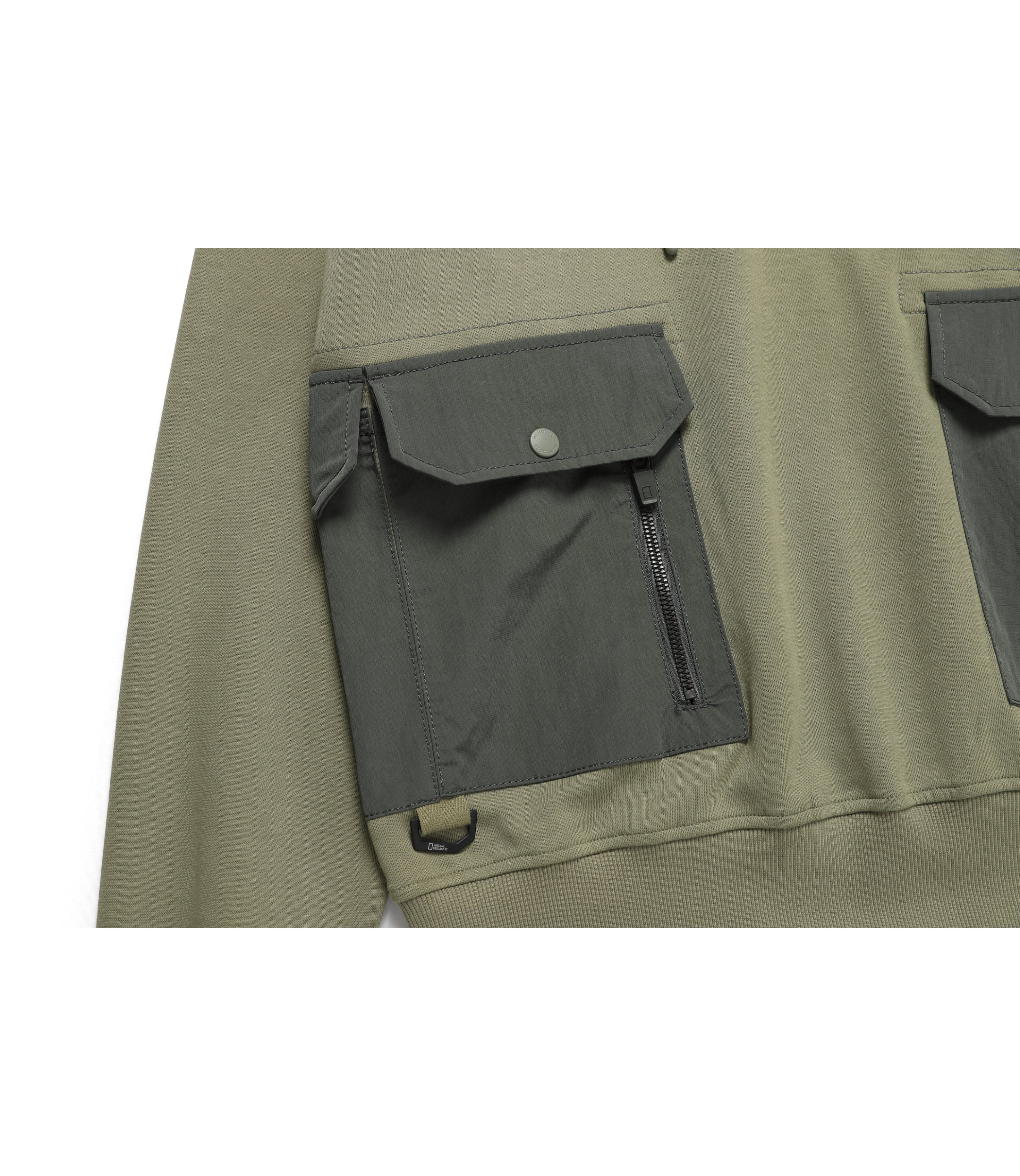 Unisex NRN Woven Matched Out-Pocket Hoodie<br>LICHEN KHAKI