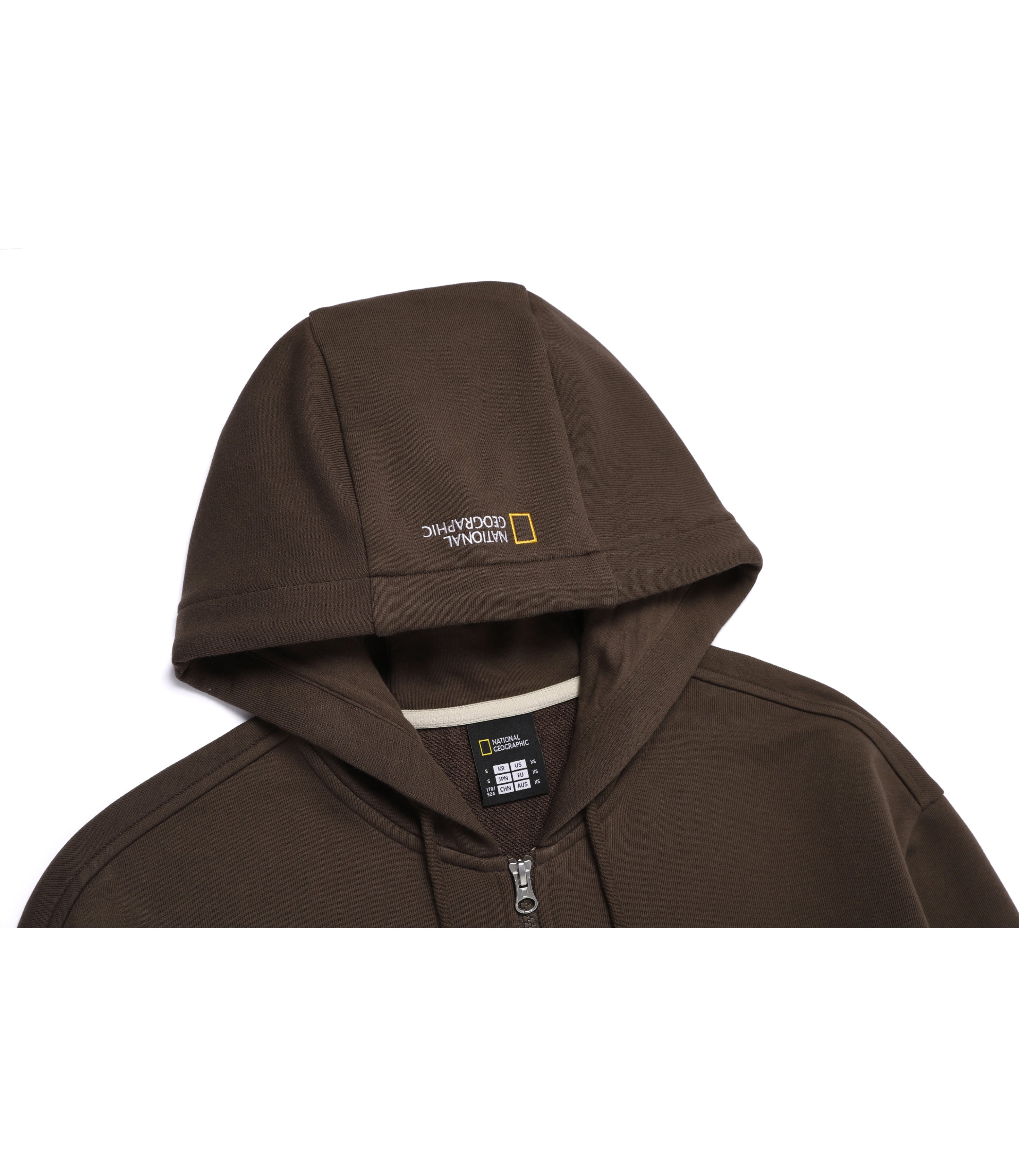 Unisex Animal Patch Full Zip-Up Hoodie<br>BROWN