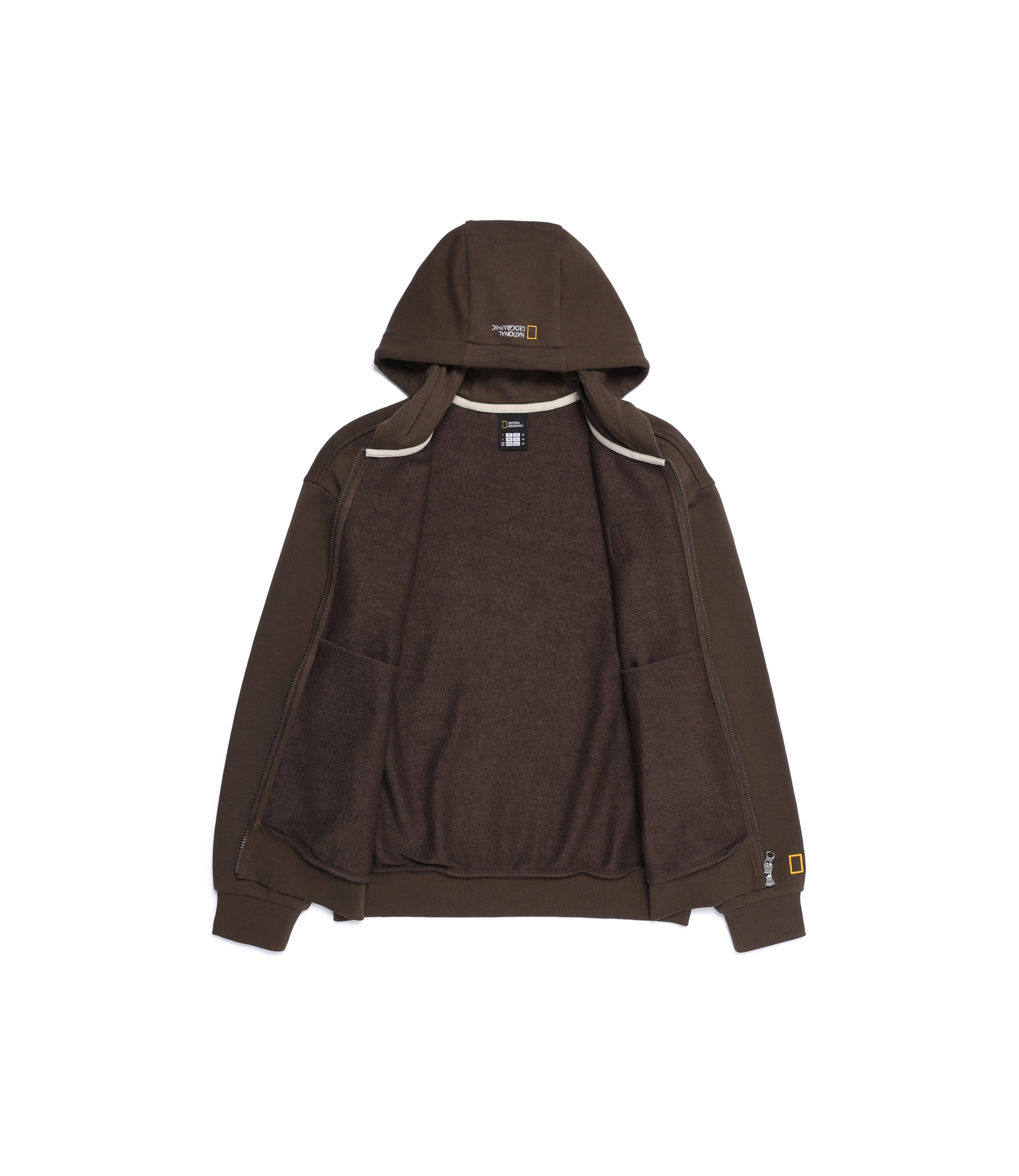 Unisex Animal Patch Full Zip-Up Hoodie<br>BROWN