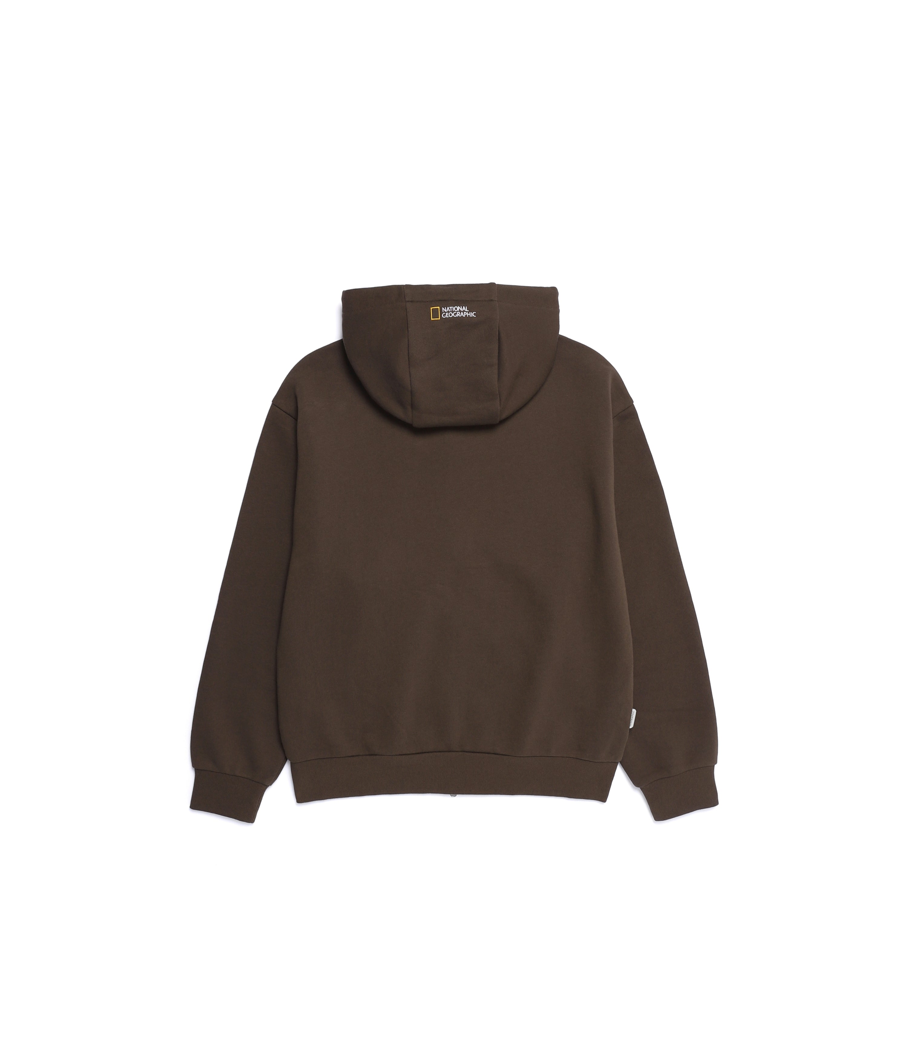 Unisex Animal Patch Full Zip-Up Hoodie<br>BROWN