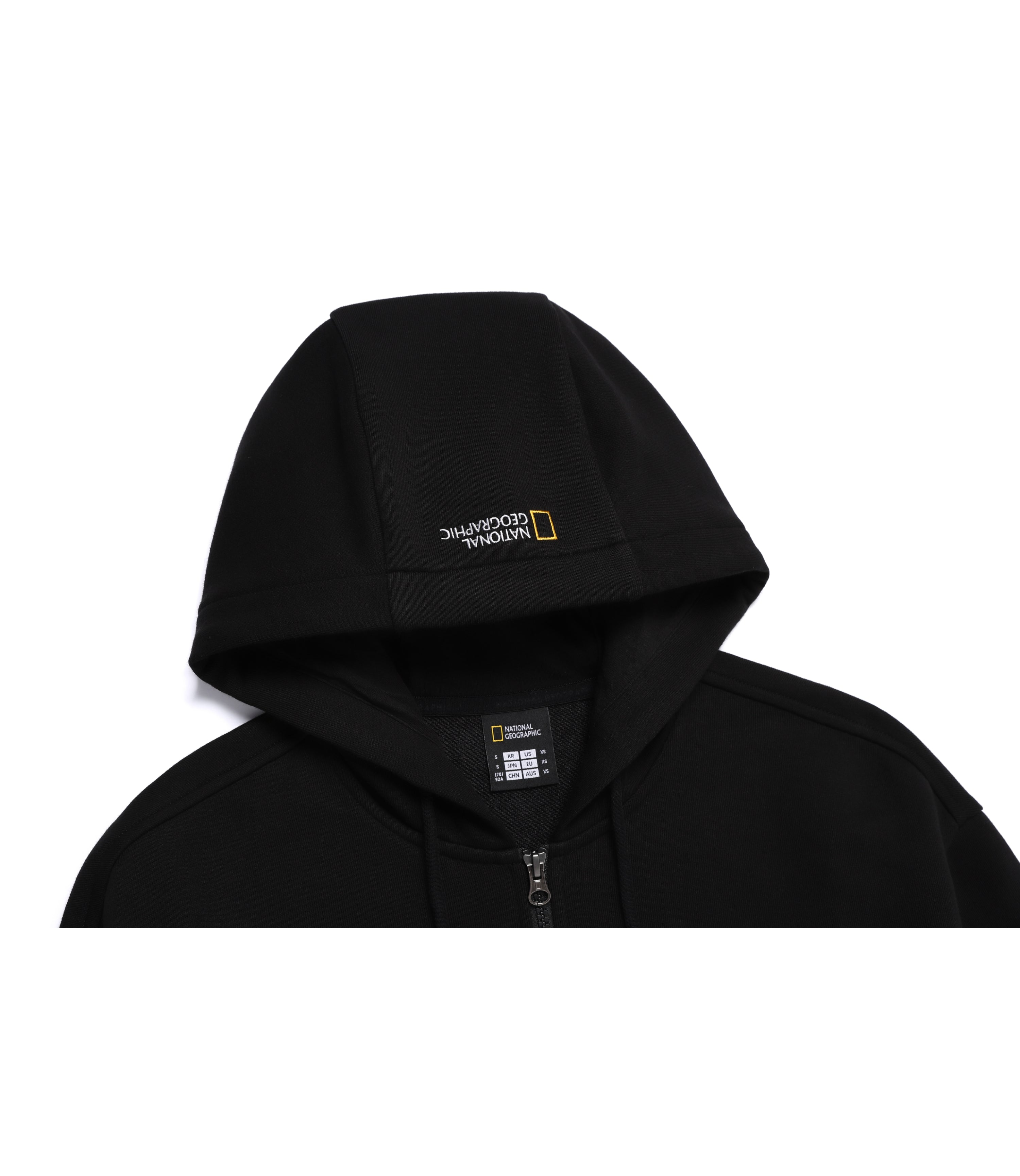 Unisex Animal Patch Full Zip-Up Hoodie<br>BLACK