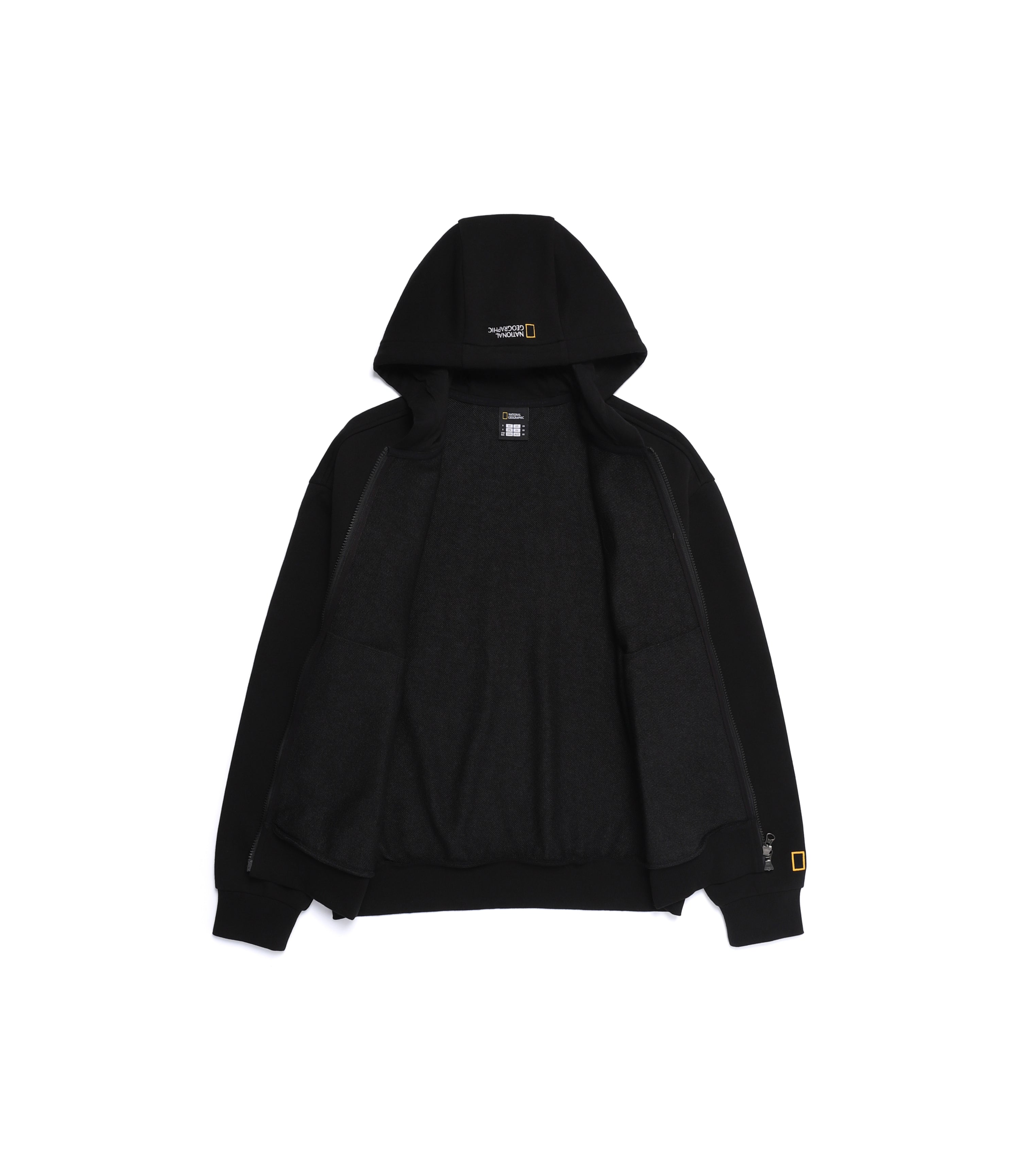 Unisex Animal Patch Full Zip-Up Hoodie<br>BLACK