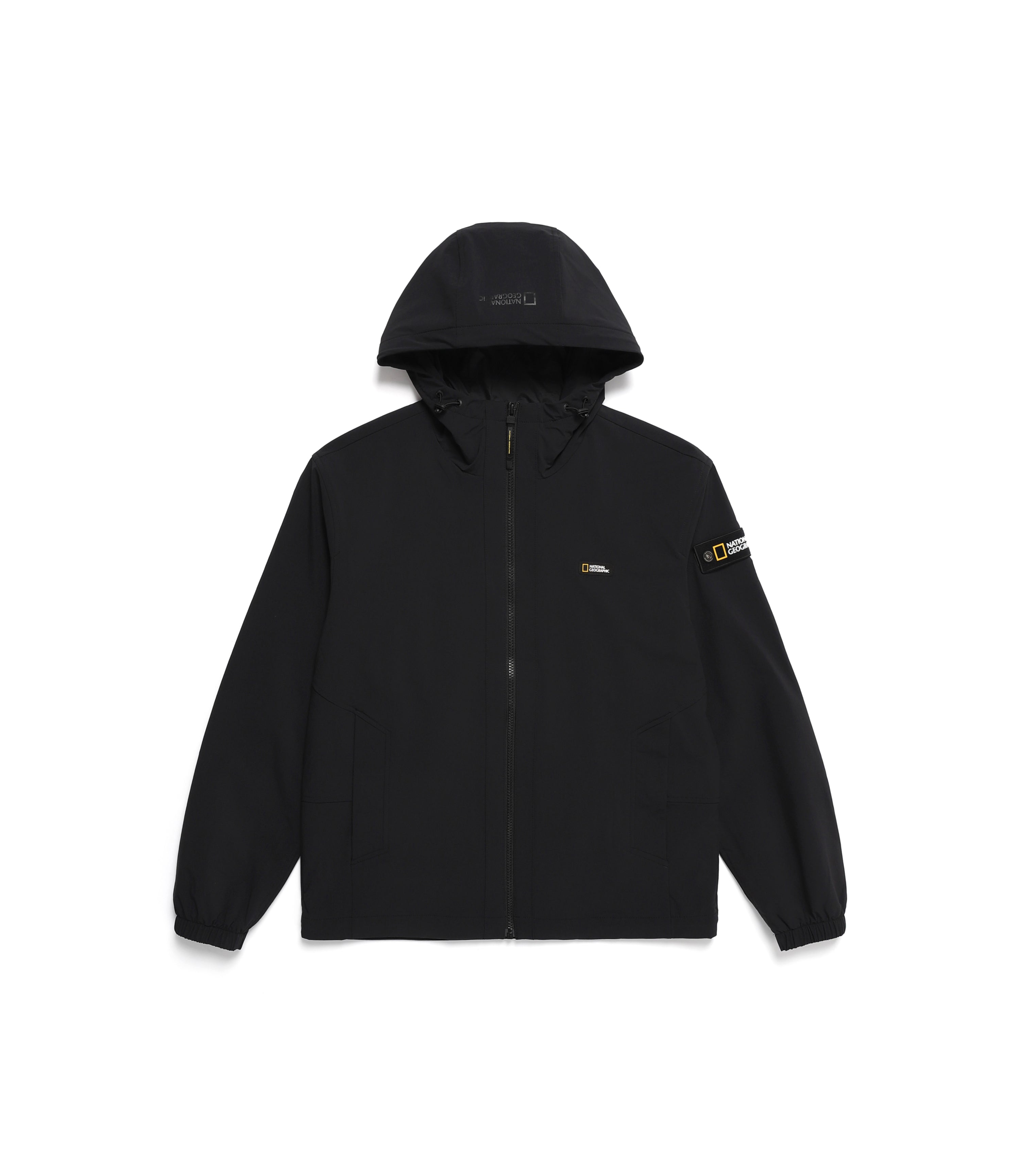 Unisex ARCHELON Stretched Woven Zip-Up Hoodie<br>CARBON BLACK
