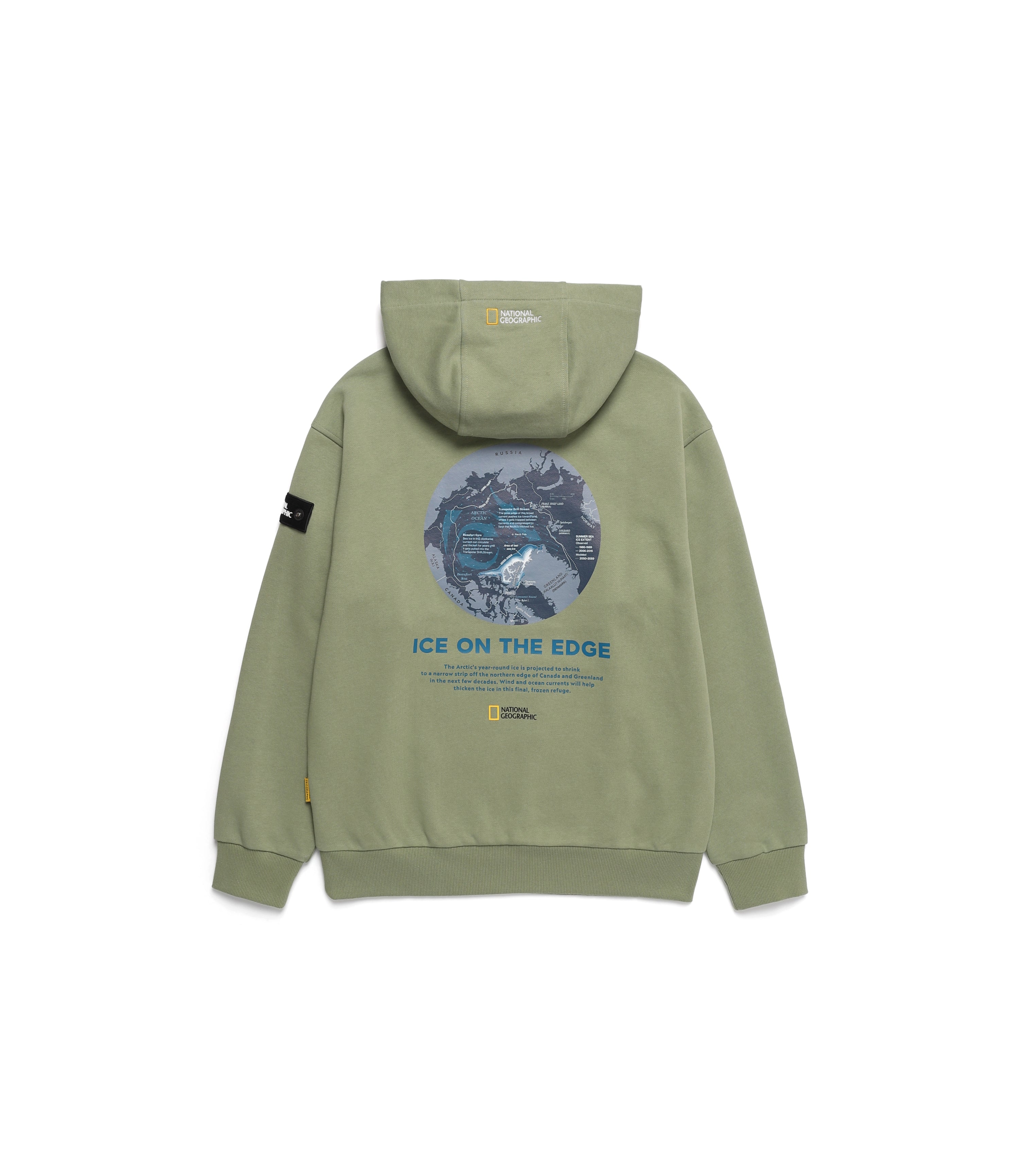 Unisex Glacier Concept Graphic Semi-Oversize Hoodie<br>GREEN OLIVE