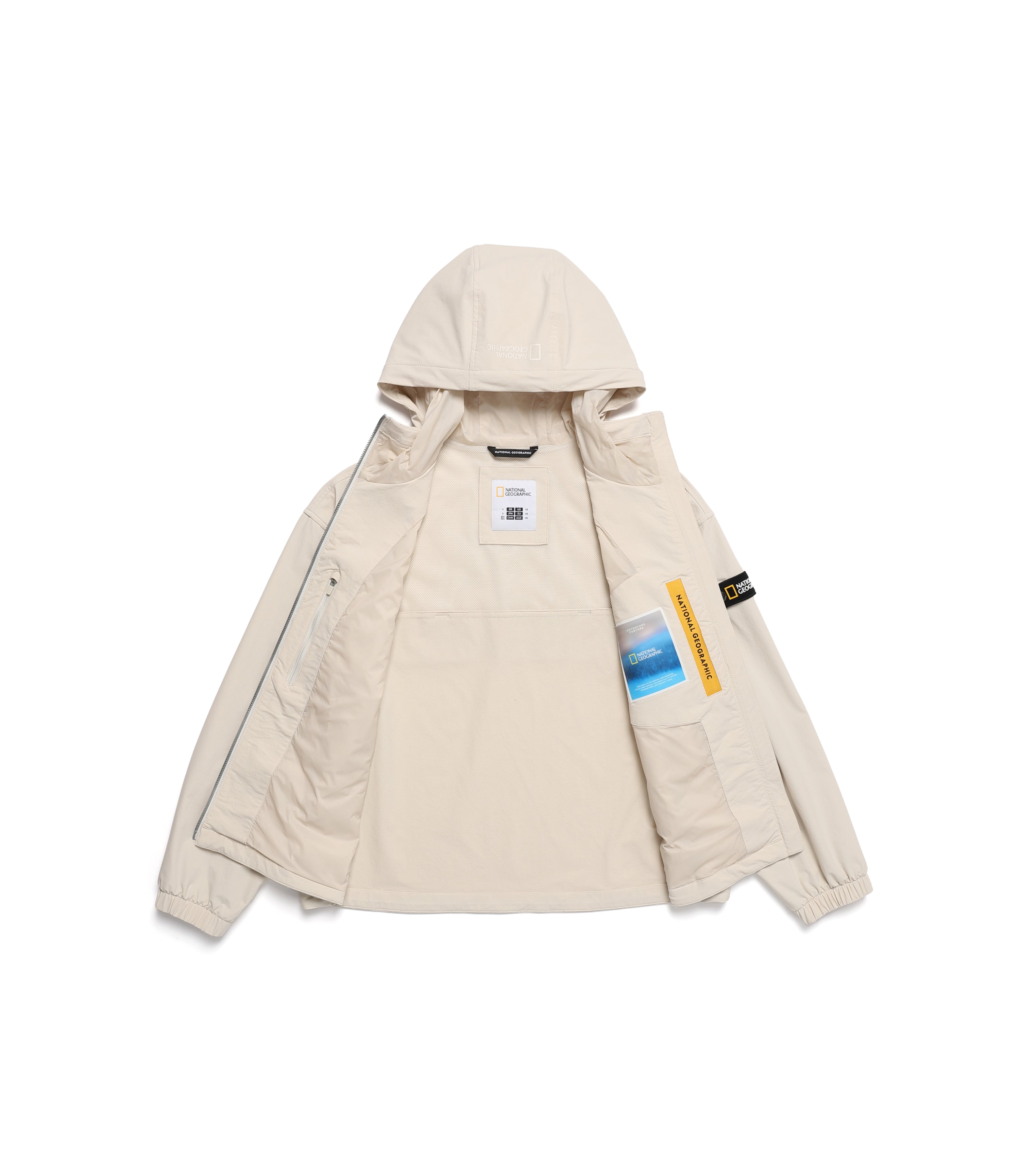 Women's ARCHELON Stretched Woven Hooded Zip-Up<br>LIGHT BEIGE