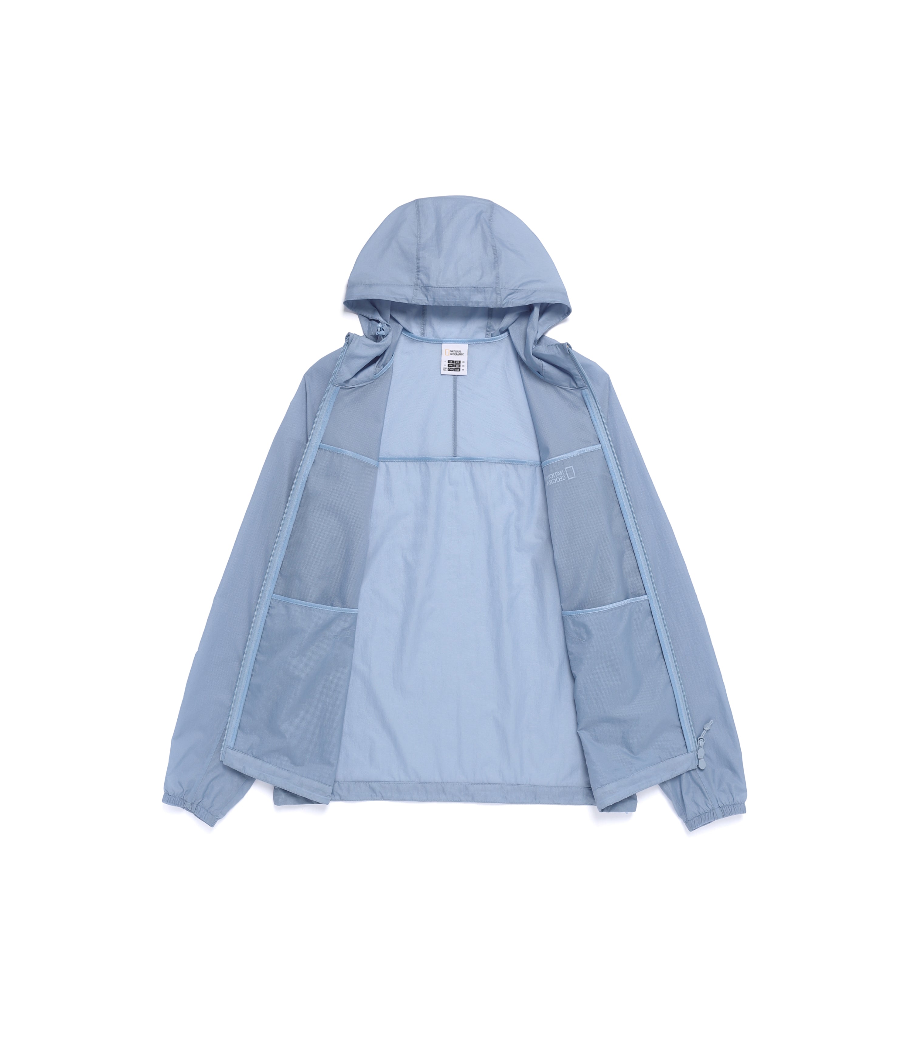 Unisex Light Pack Hooded Full Zip-Up Windbreaker<br>G/BLUE