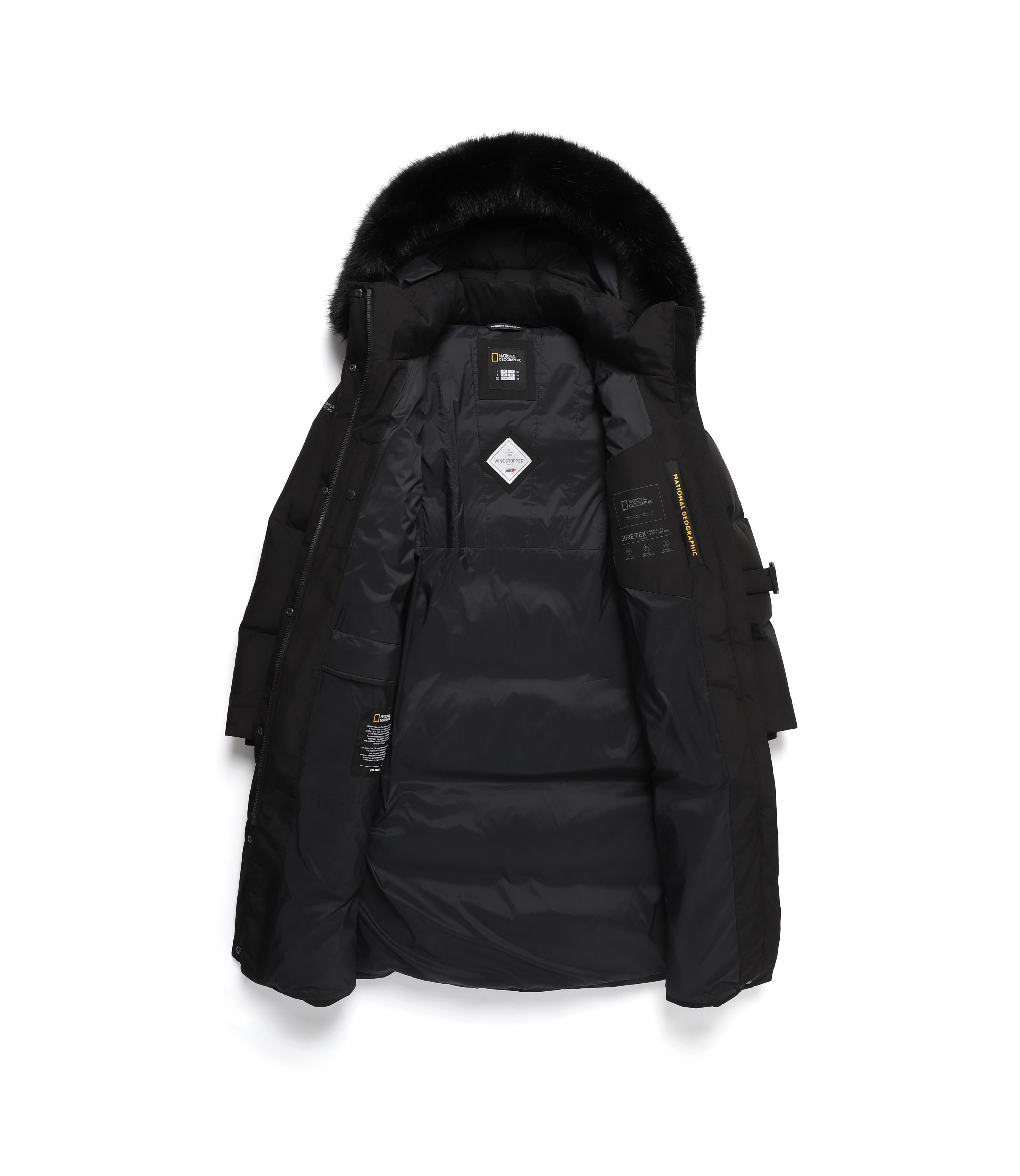 Women's ATLAS WINDSTOPPER Mid Length Goose Down Jacket<br>CARBON BLACK