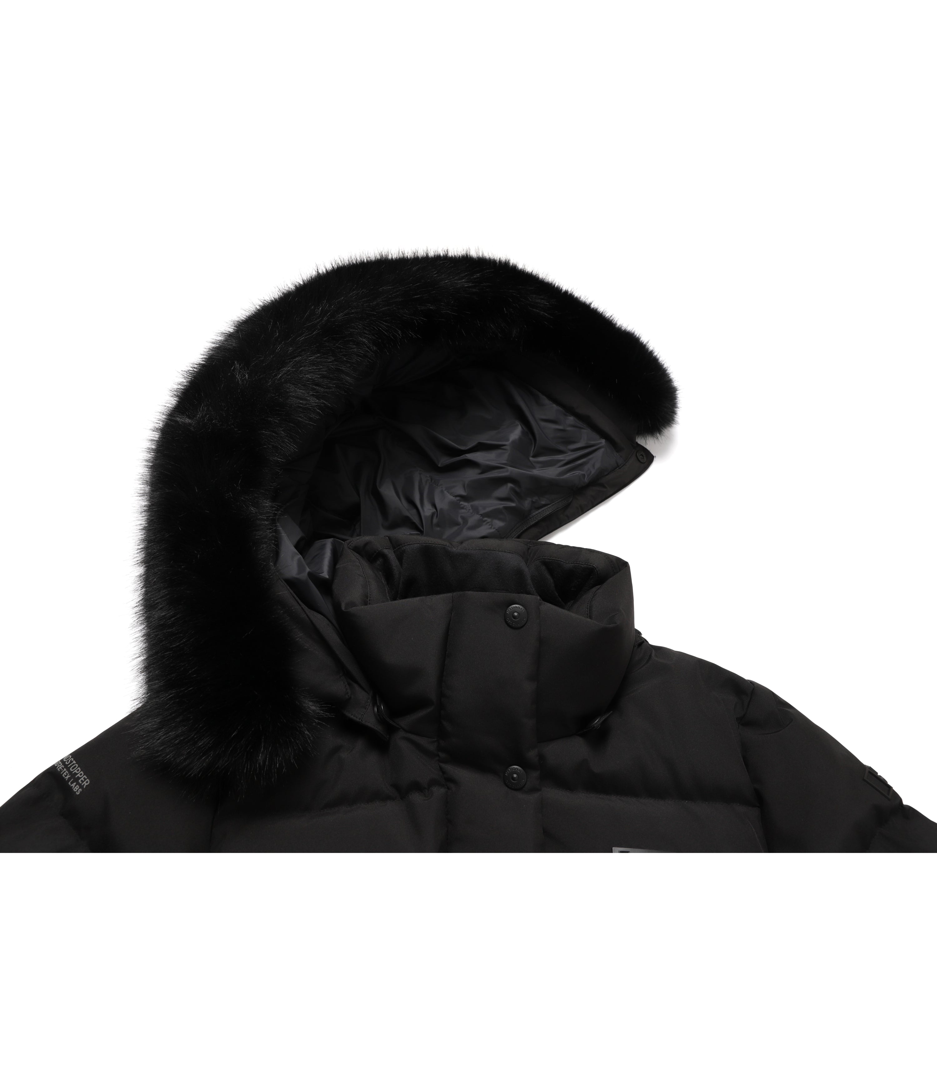 Women's ATLAS WINDSTOPPER Mid Length Goose Down Jacket<br>CARBON BLACK