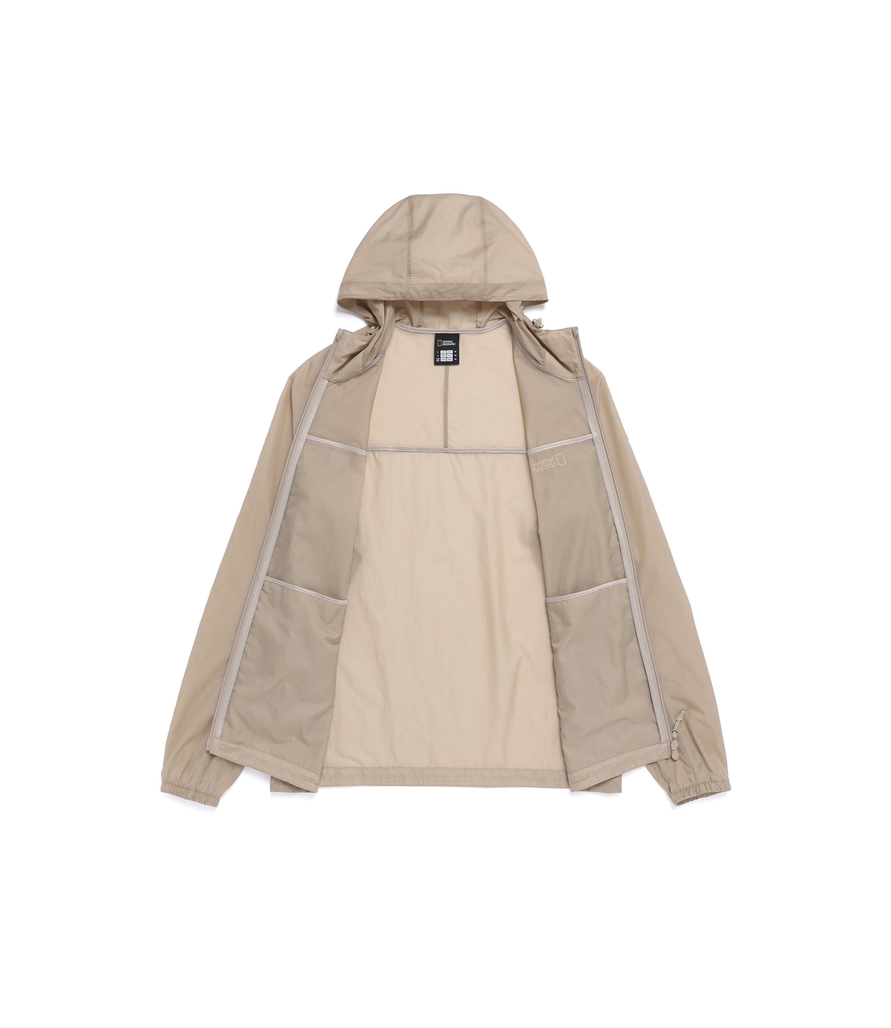 Unisex Light Pack Hooded Full Zip-Up Windbreaker<br>MOURNING BEIGE