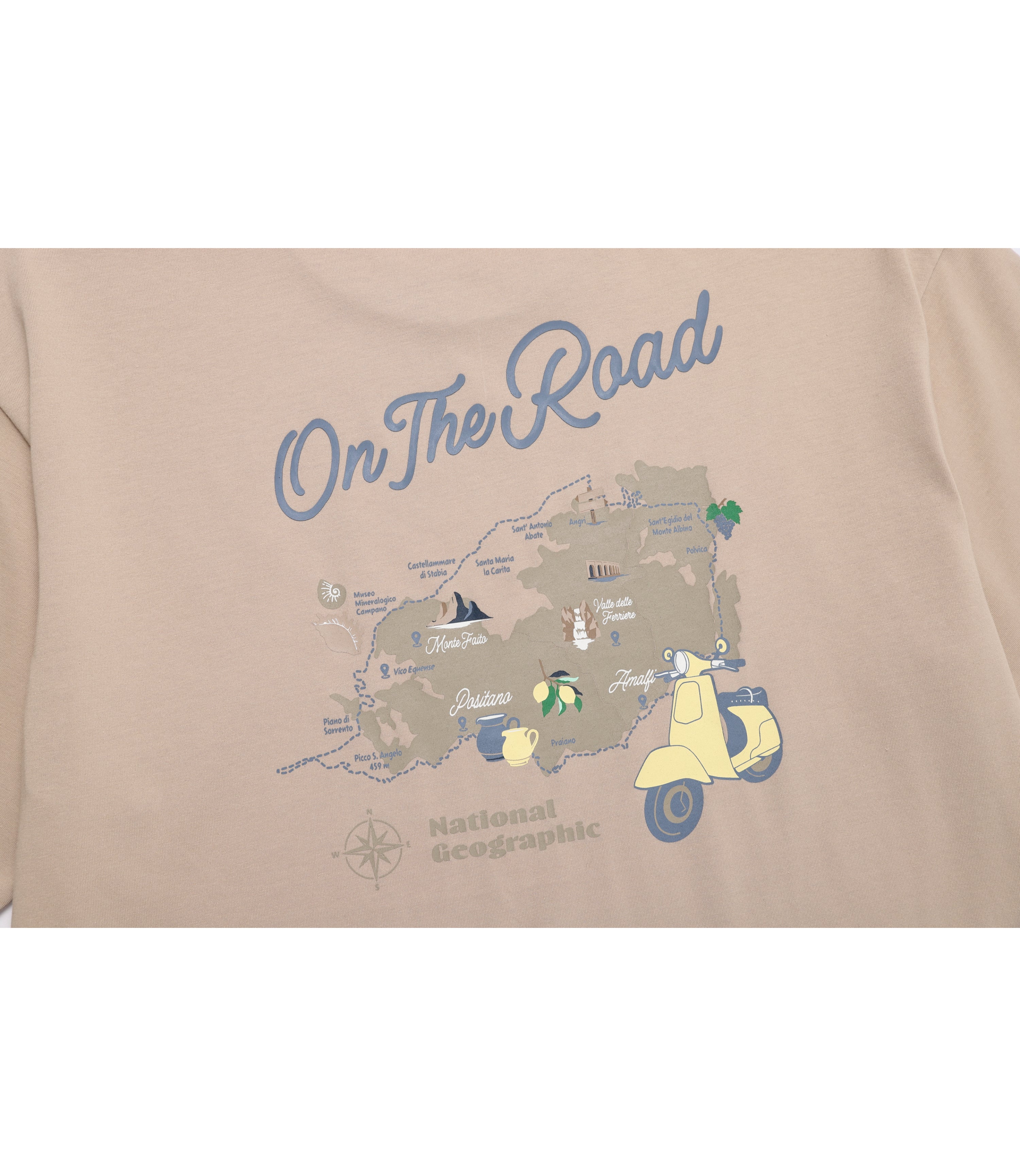 Unisex REGEN ASKIN On The Road Graphic Semi Over Fit Short Sleeve<br>SAND BEIGE
