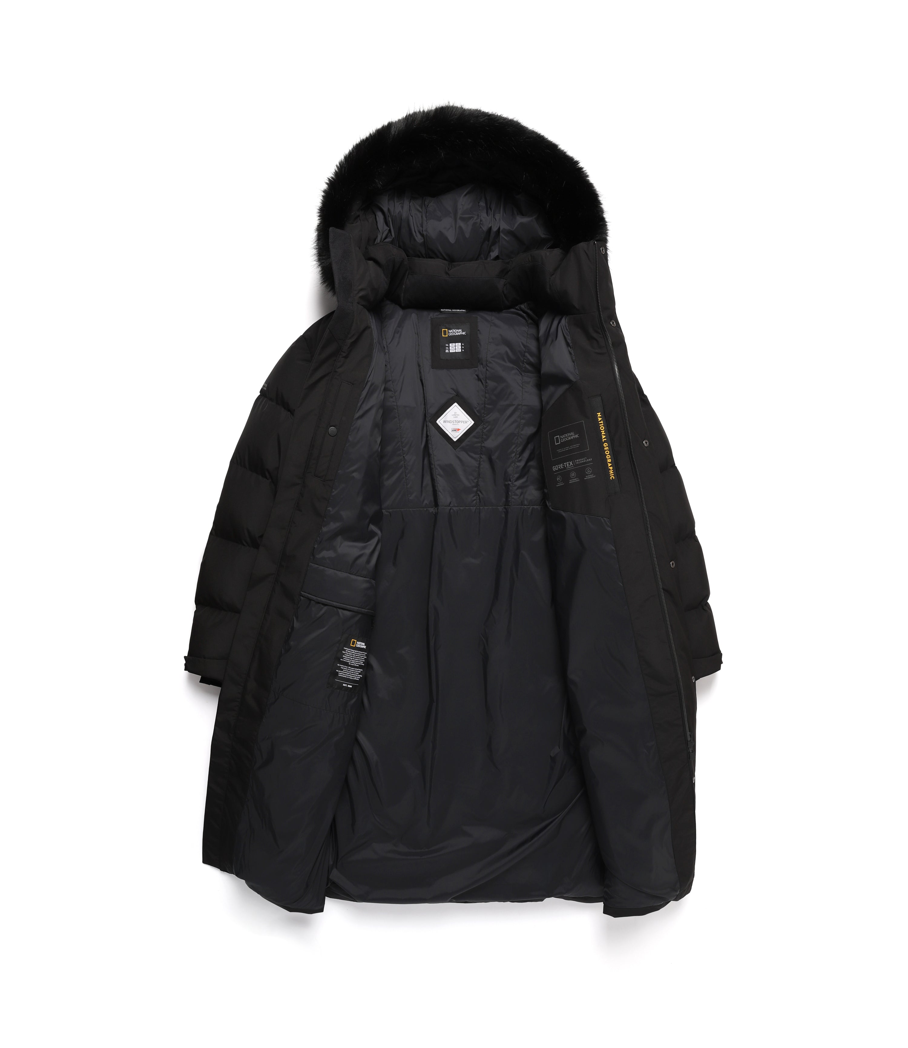 Men's Atlas Windstopper Long Length Goose Down Jacket<br>CARBON BLACK