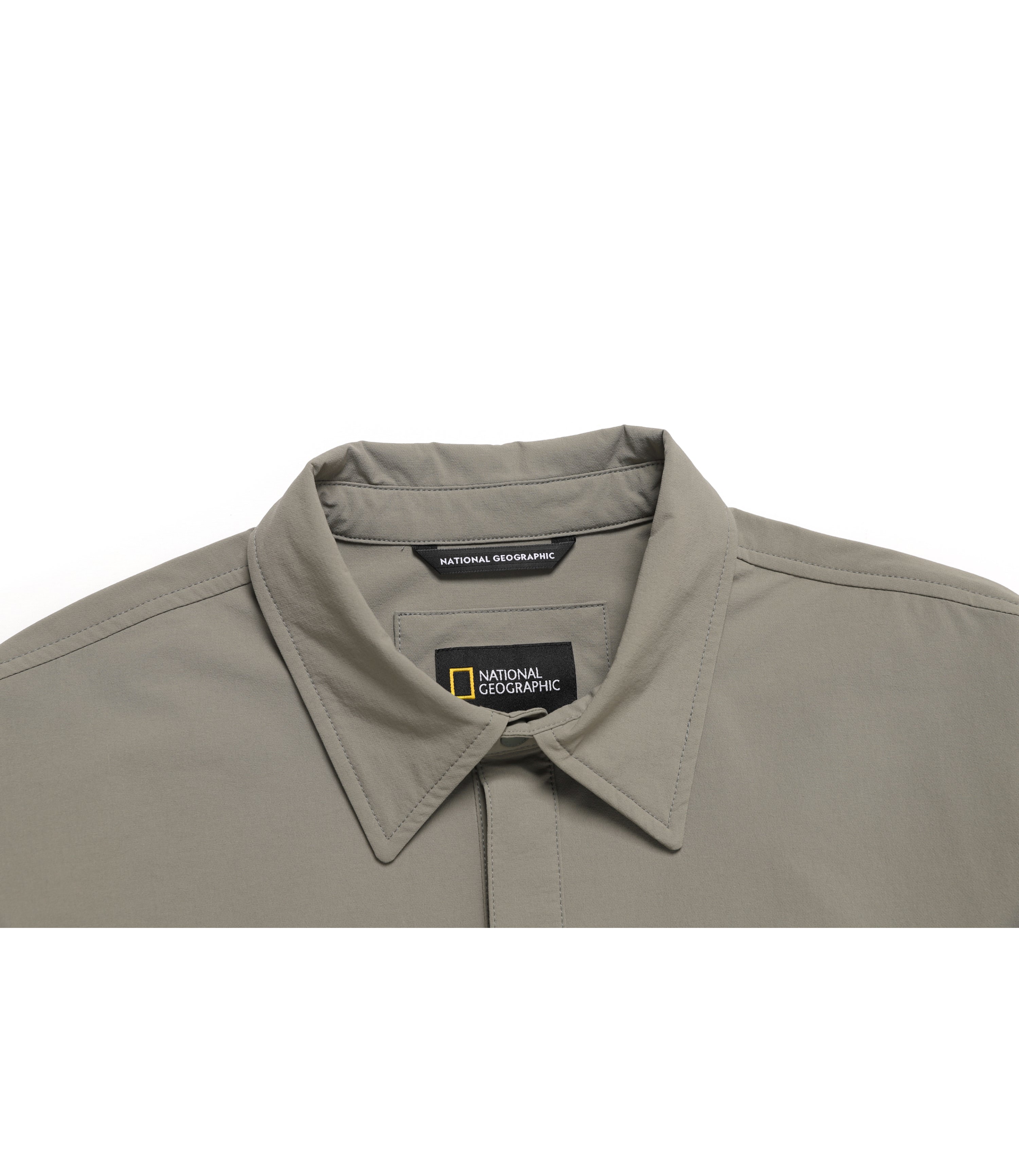 Unisex ARCHELON Stretched Woven Collar Long Sleeve Tee<br>LICHEN KHAKI