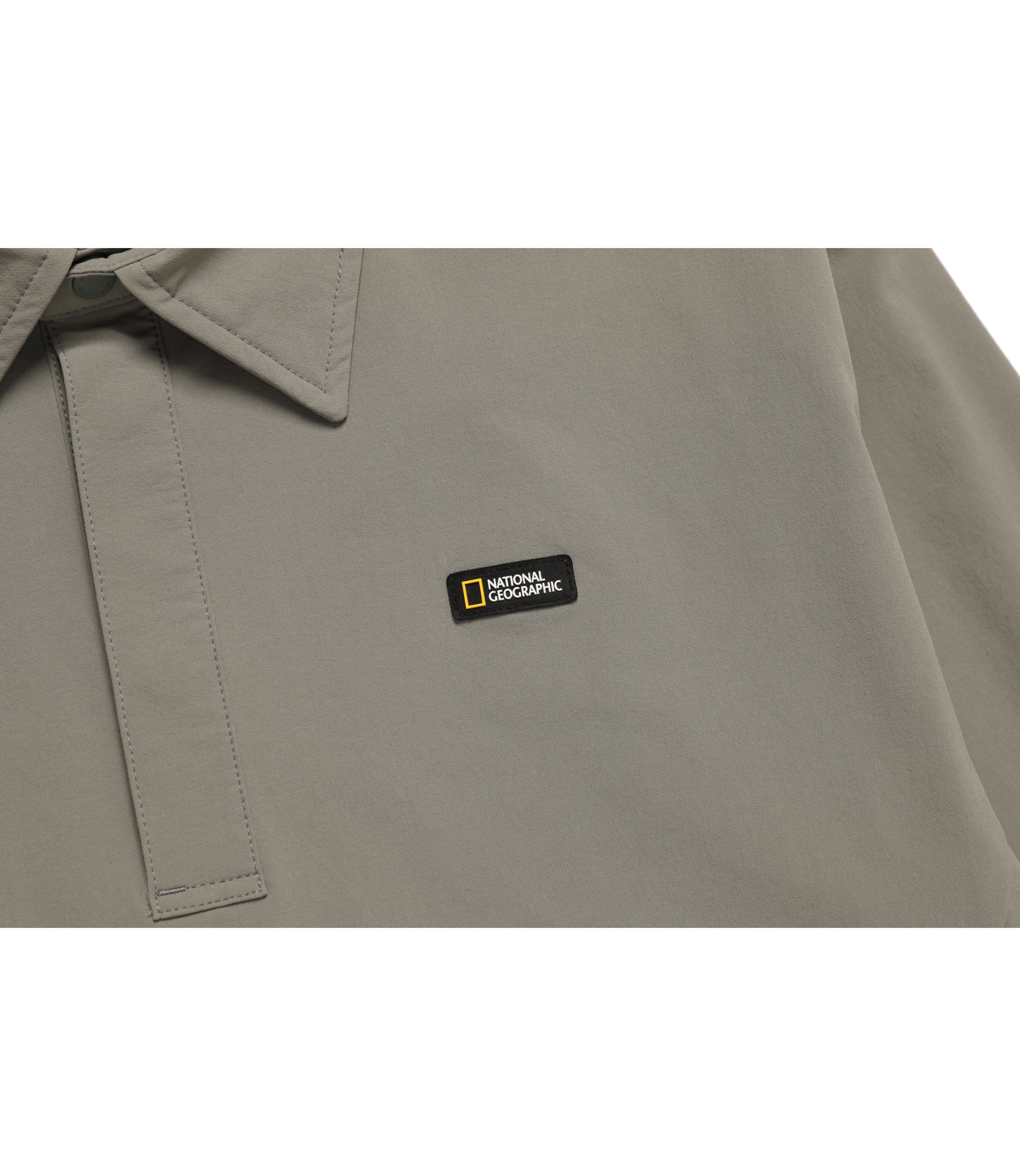 Unisex ARCHELON Stretched Woven Collar Long Sleeve Tee<br>LICHEN KHAKI