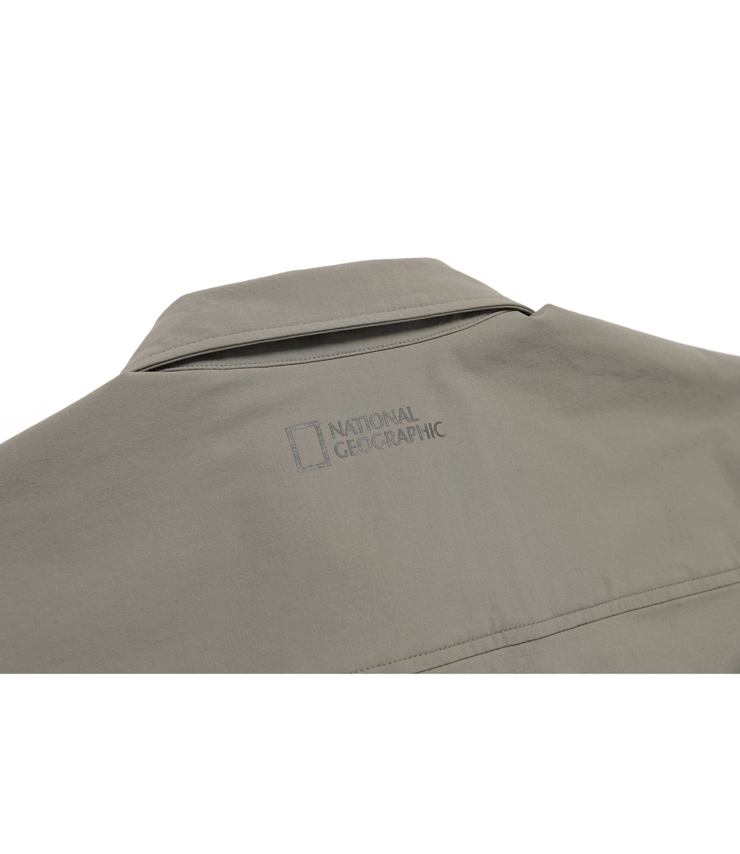 Unisex ARCHELON Stretched Woven Collar Long Sleeve Tee<br>LICHEN KHAKI