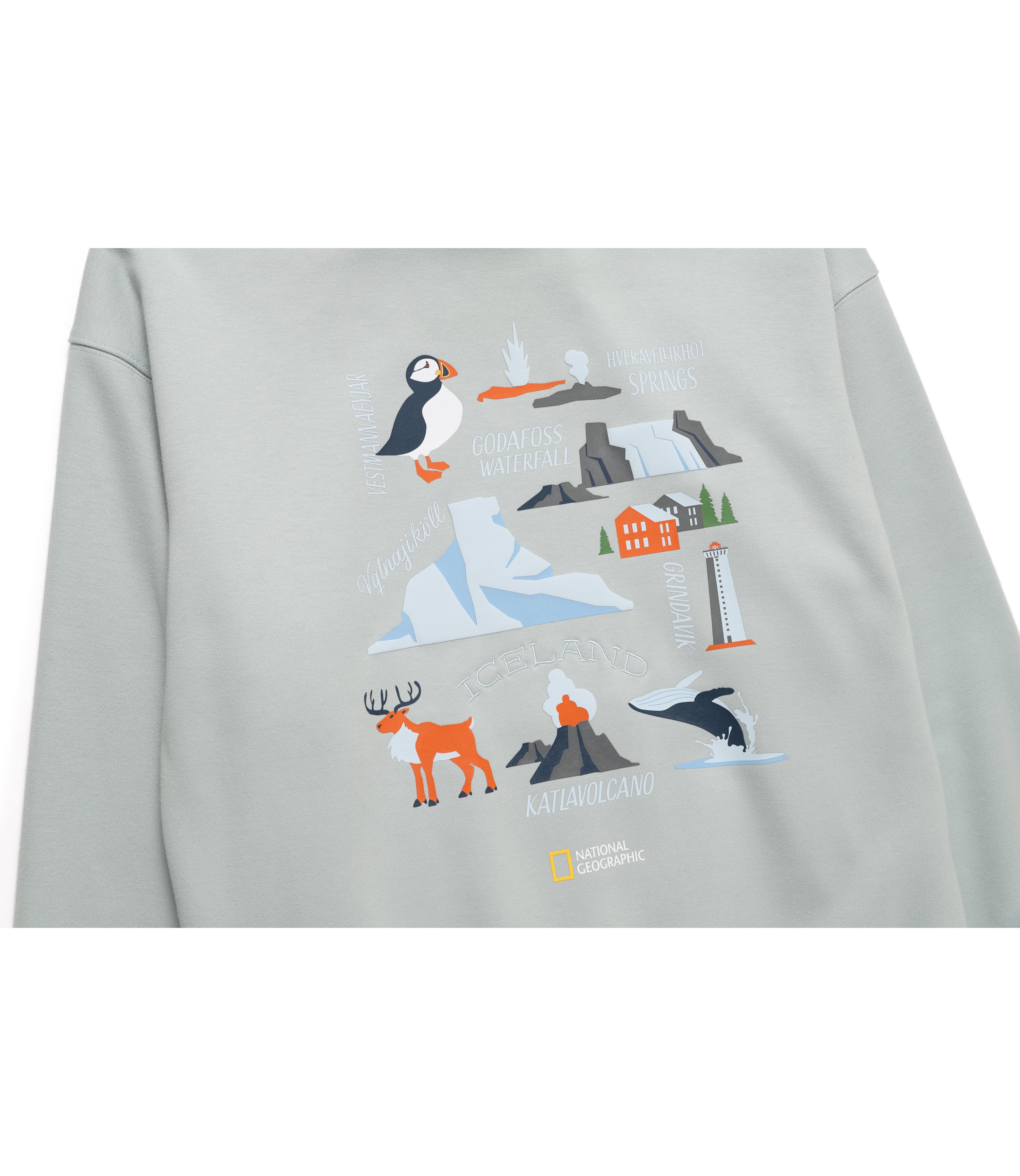 Unisex Scandinavia Concept Graphic Semi-Oversize Hoodie<br>PISTACHIO