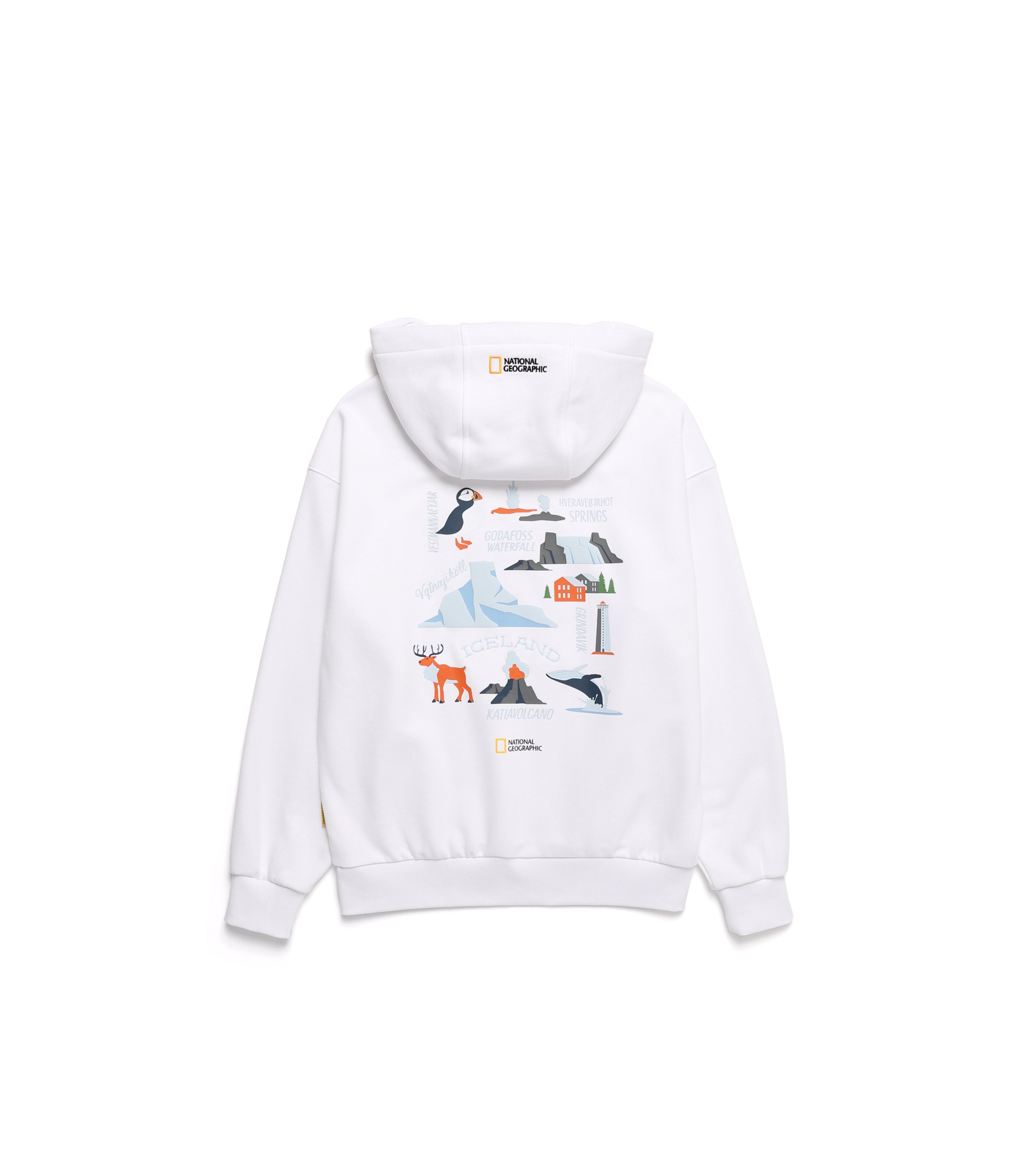 Unisex Scandinavia Concept Graphic Semi-Oversize Hoodie<br>WHITE