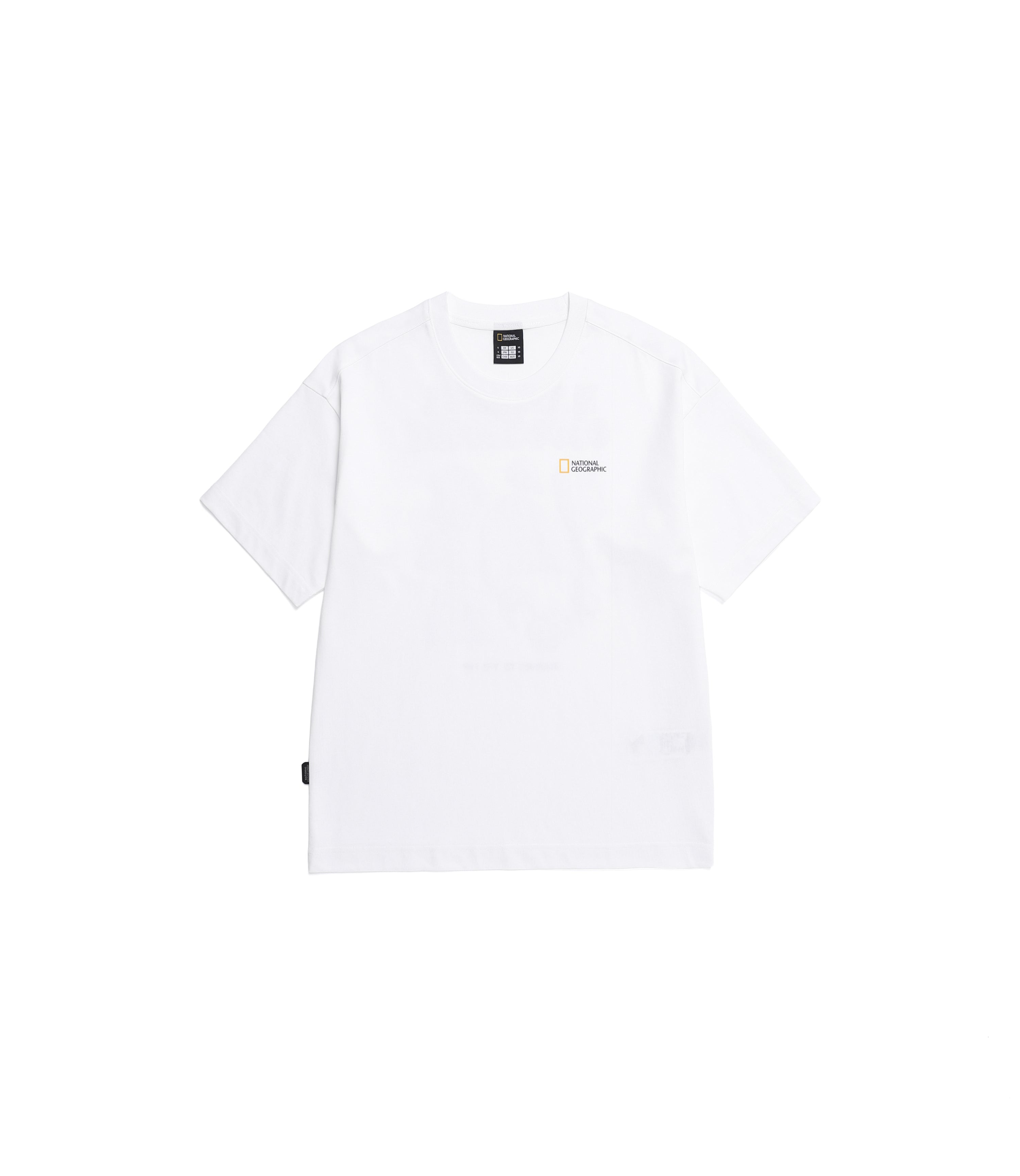Unisex Semi-Over Fit Graphic Short Sleeve Tee<br>WHITE