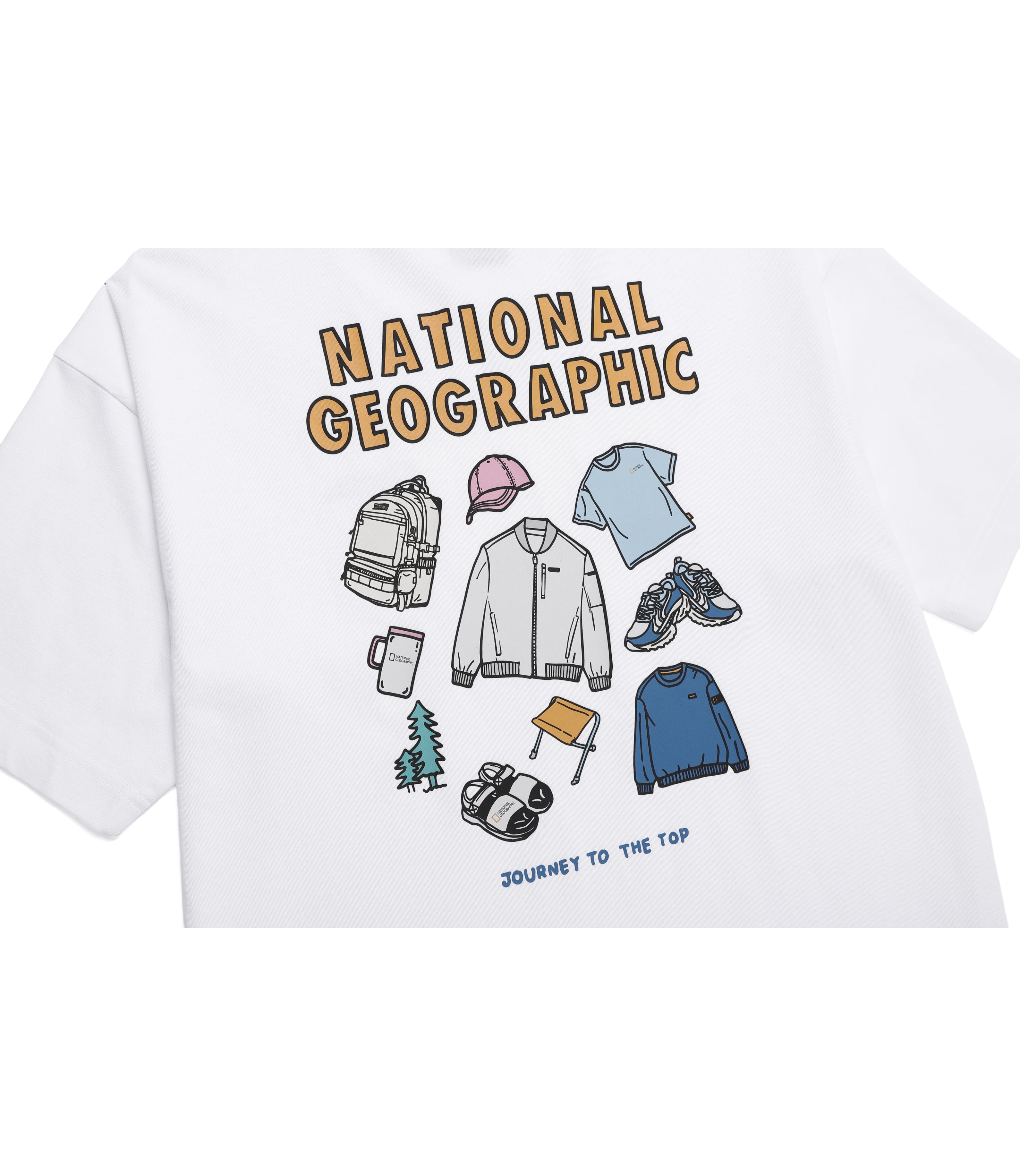 Unisex Semi-Over Fit Graphic Short Sleeve Tee<br>WHITE