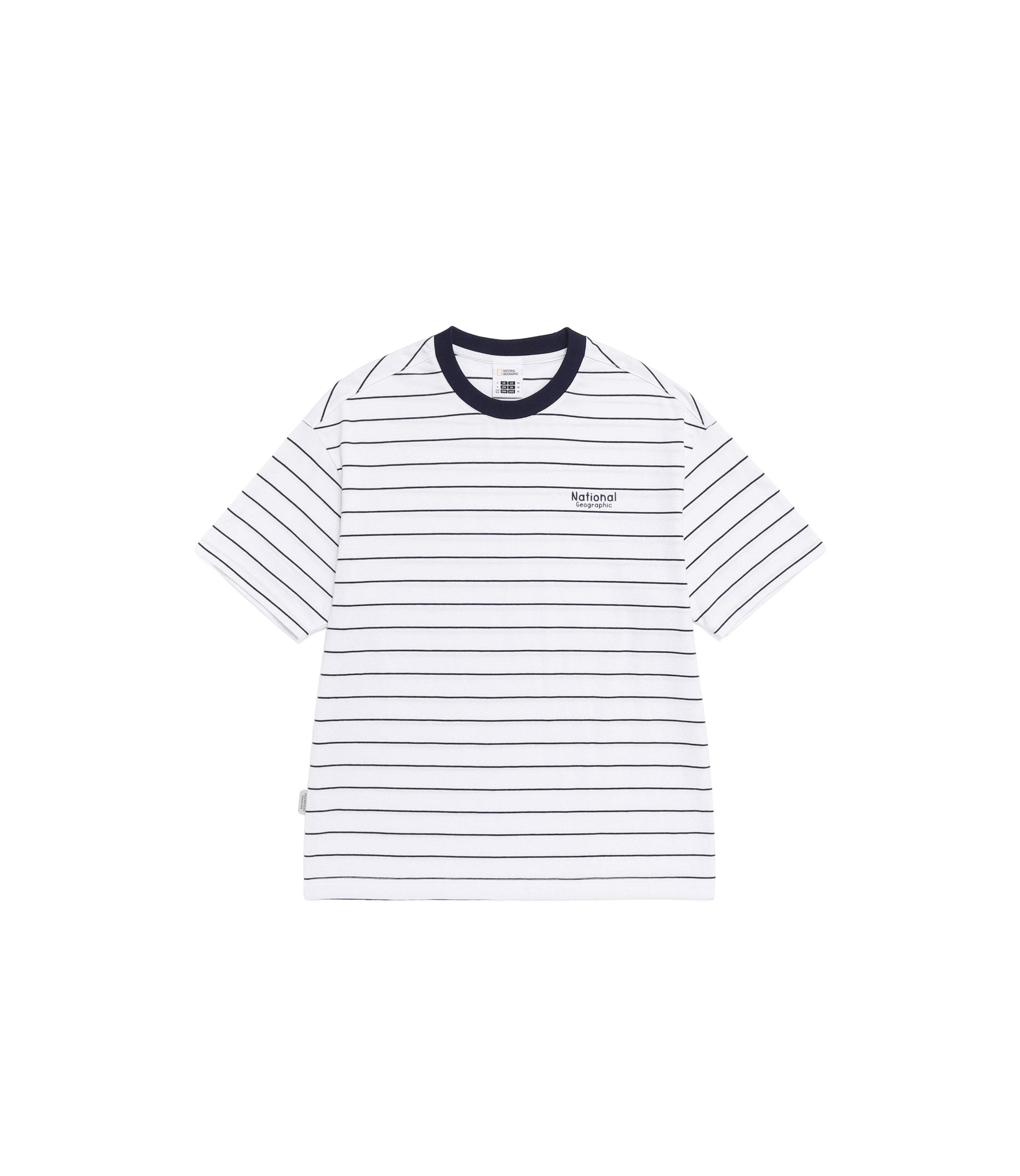 Unisex Stripe Semi-Overfit Short Sleeve Tee<br>NAVY