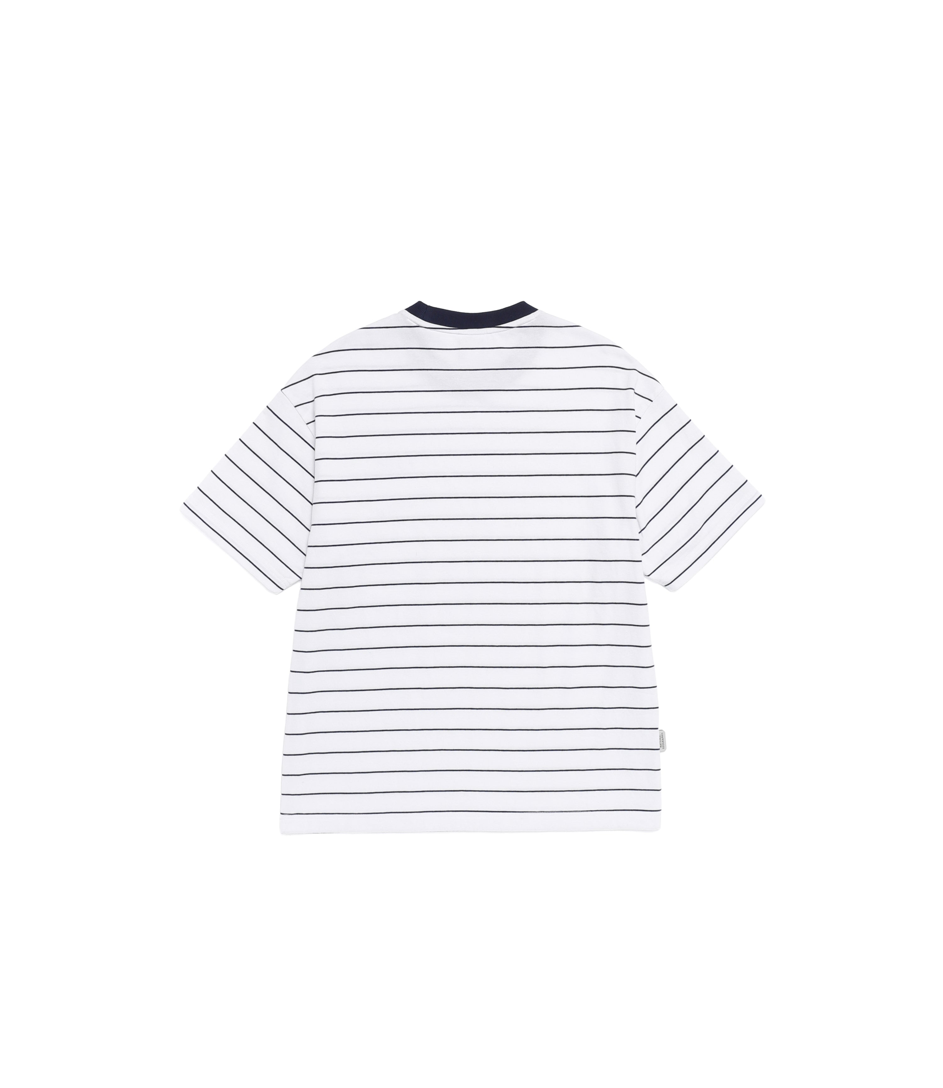 Unisex Stripe Semi-Overfit Short Sleeve Tee<br>NAVY