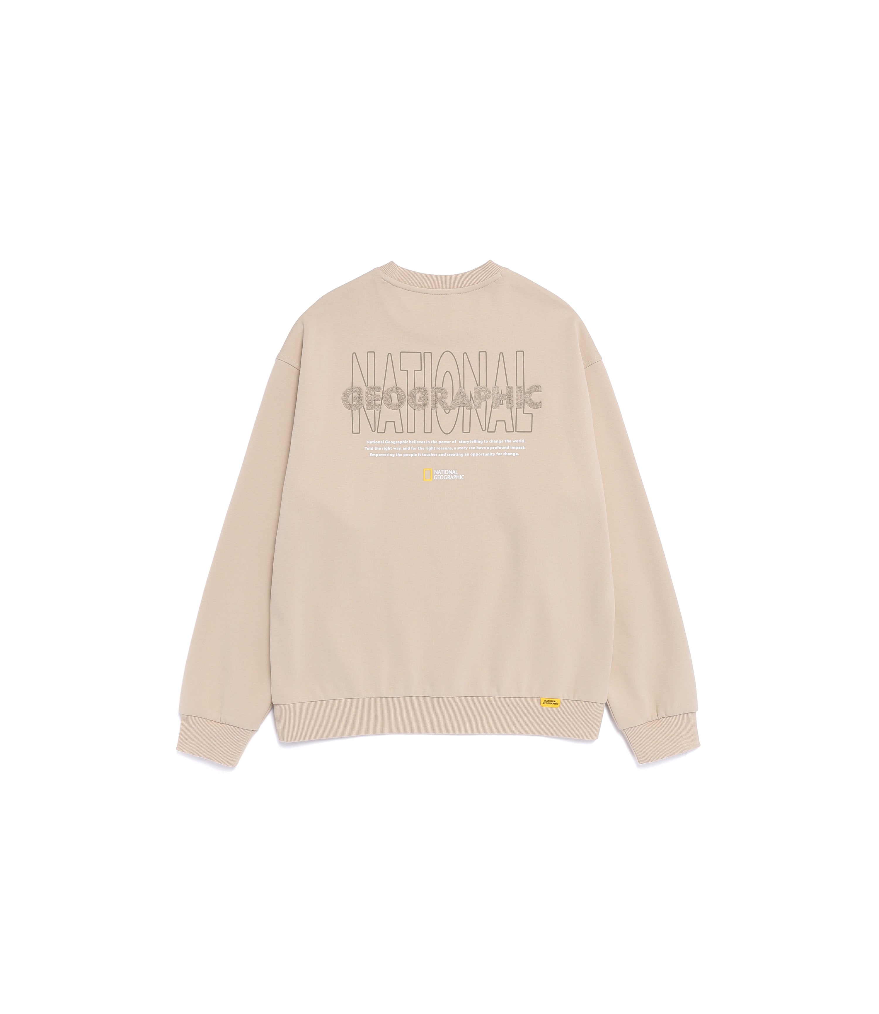 Unisex LONTRA Lettering Graphic Semi-Over Fit Sweatshirt<br>L/BEIGE