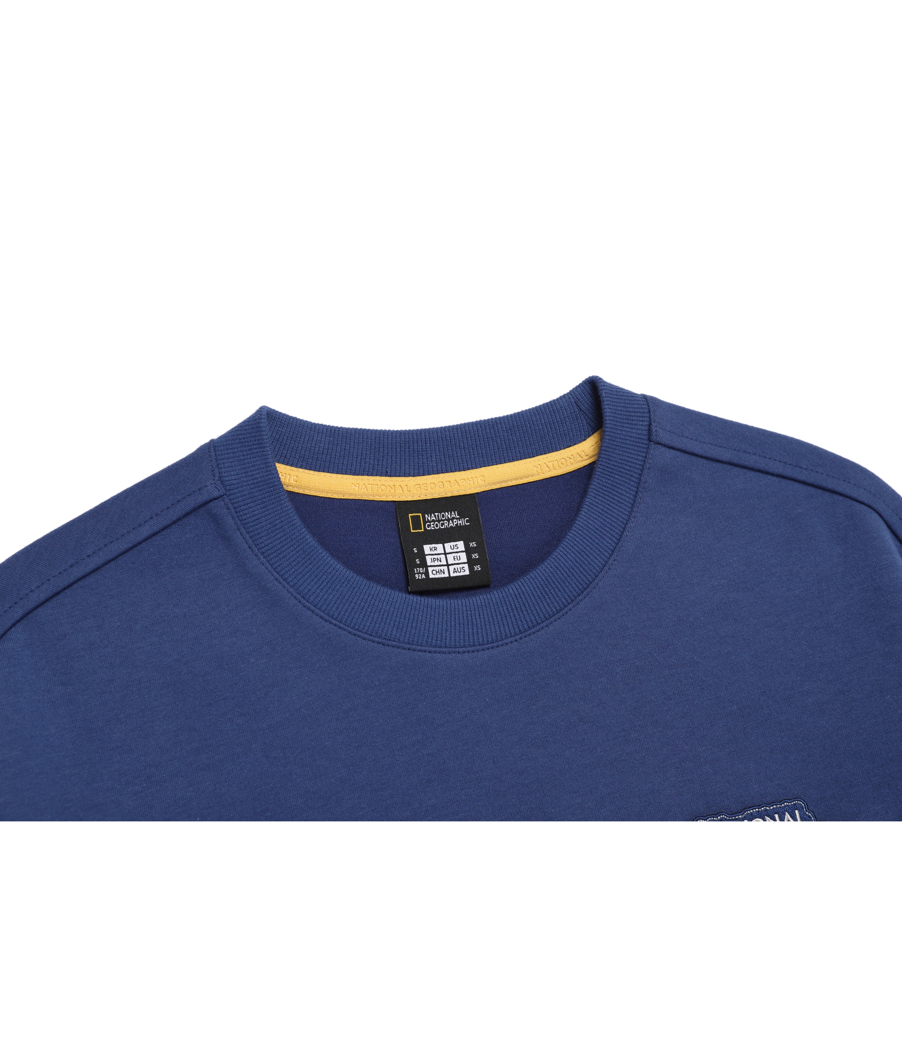 Unisex LONTRA Lettering Graphic Semi-Over Fit Sweatshirt<br>DARK BLUE