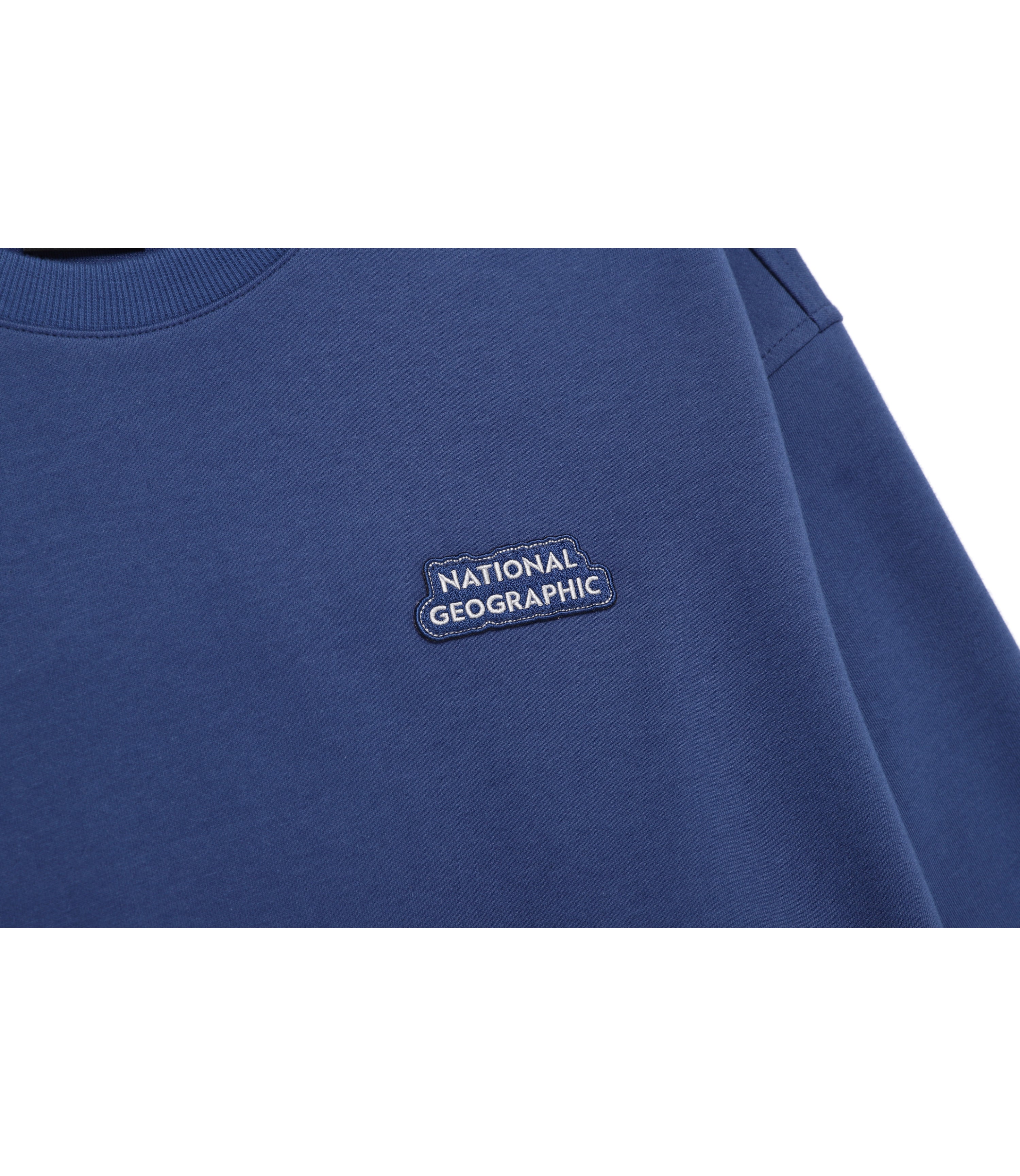 Unisex LONTRA Lettering Graphic Semi-Over Fit Sweatshirt<br>DARK BLUE
