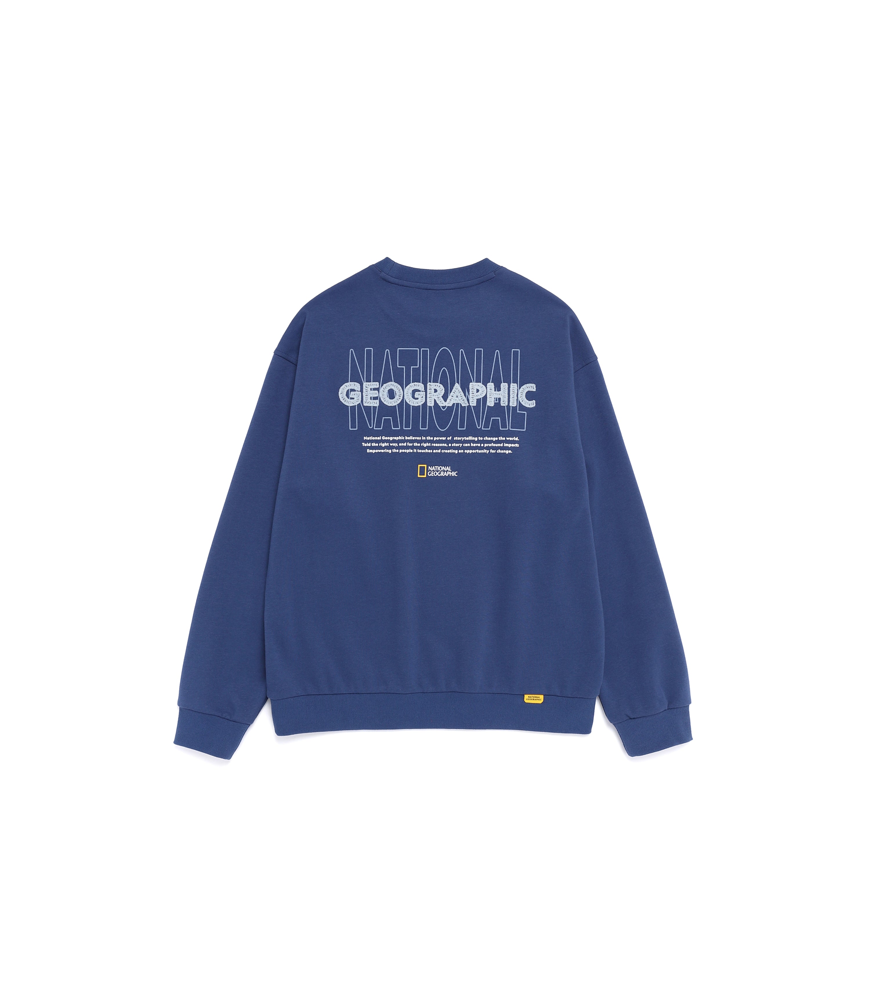 Unisex LONTRA Lettering Graphic Semi-Over Fit Sweatshirt<br>DARK BLUE